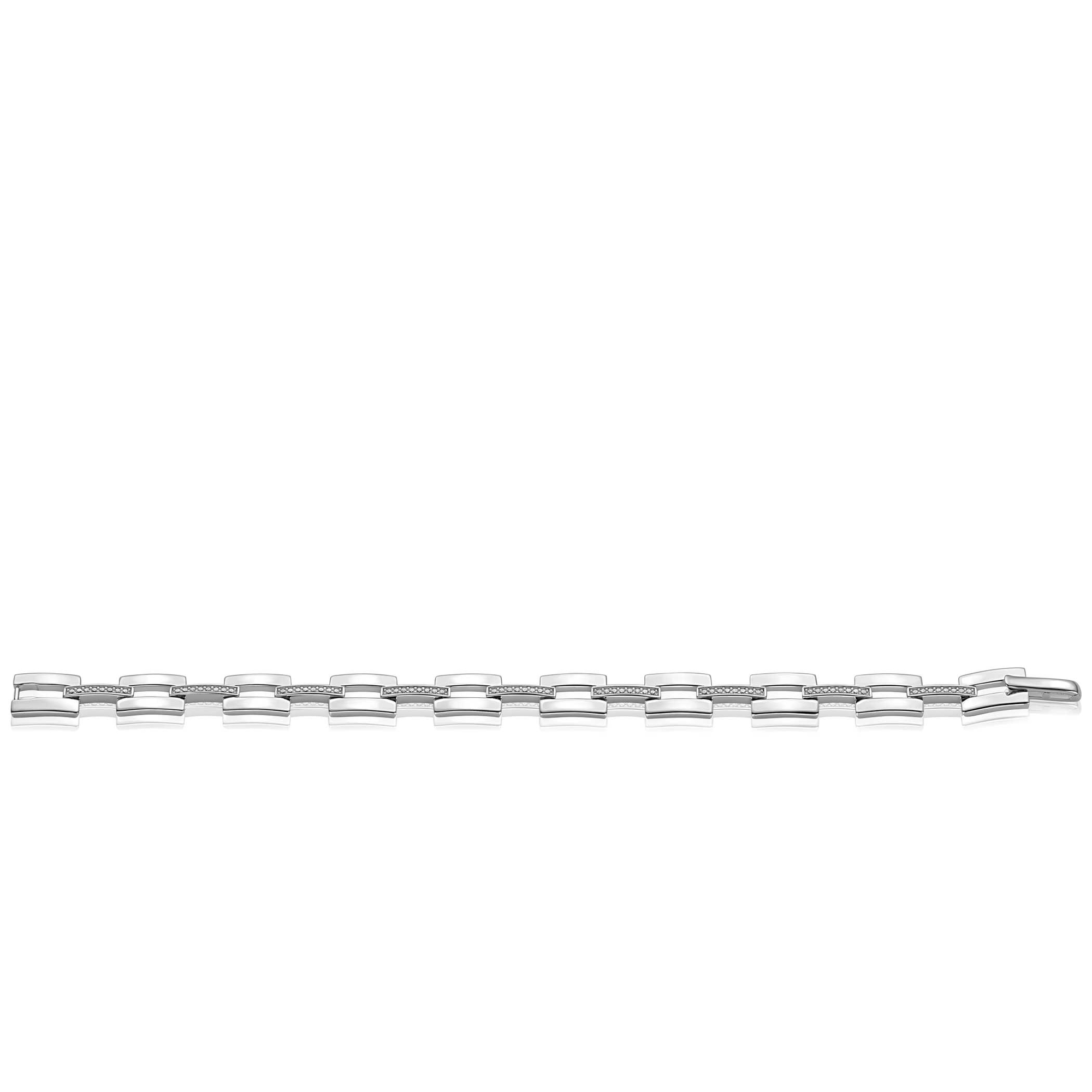 Mart Visser by ZINZI silver link bracelet, 9mm, with rectangular links adorned with white zirconia, MVA27
