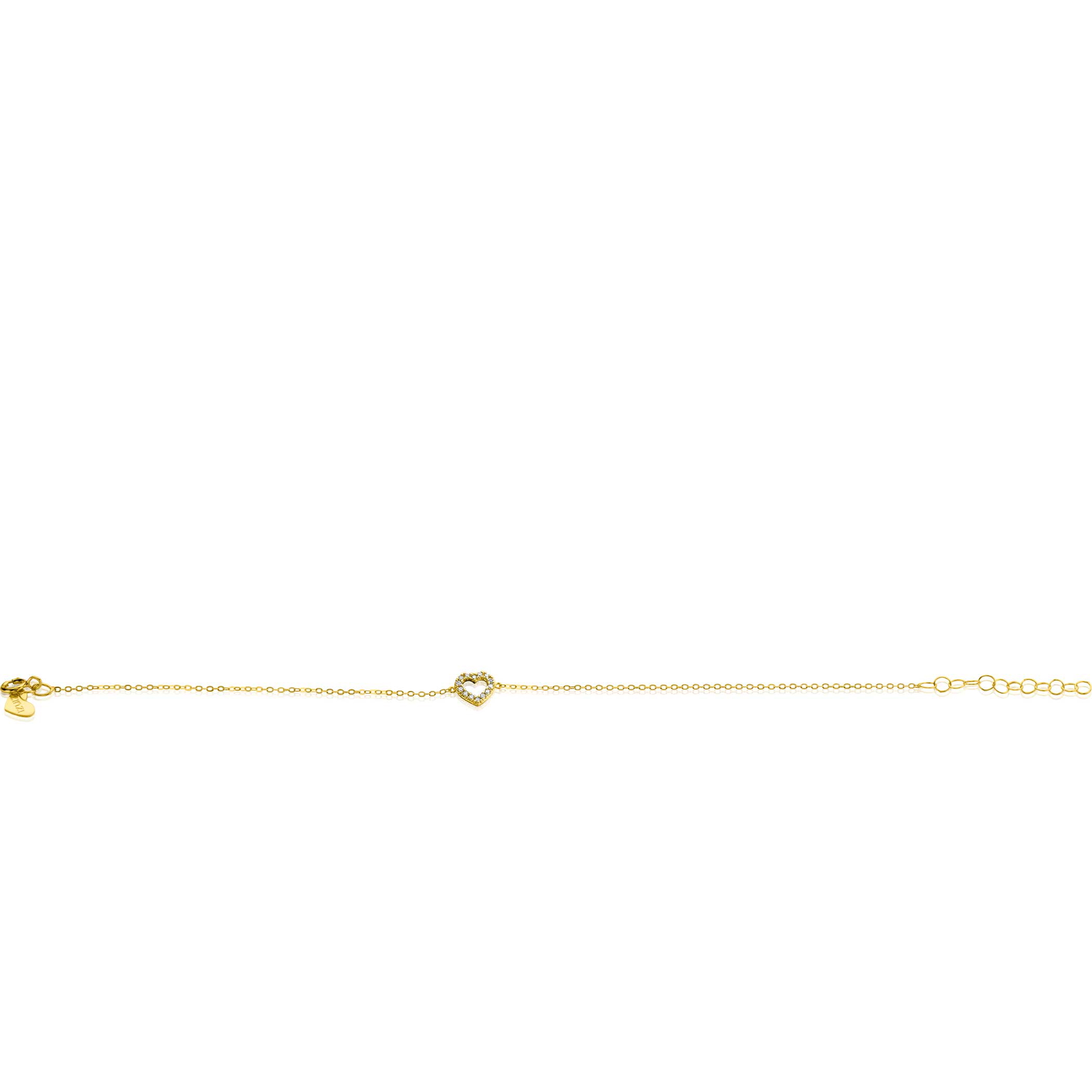 ZINZI Gold 14 krt gouden armband met sierlijk open hartje (7mm), bezet met witte zirconia's 16,5-19,5cm ZGA450
