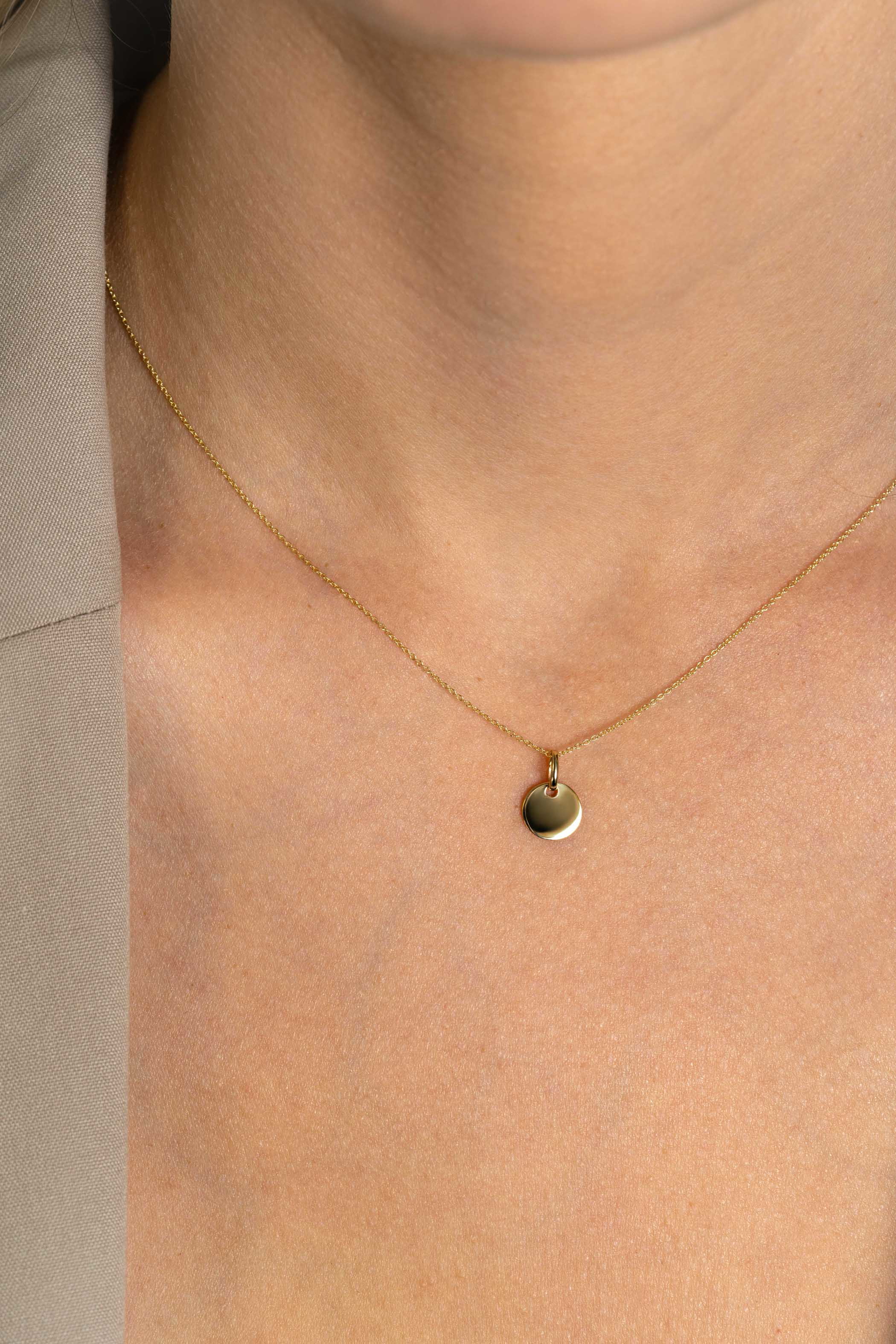 8mm ZINZI 14K Gold Pendant Trendy Shiny Coin ZGH397-8 (excl. necklace)