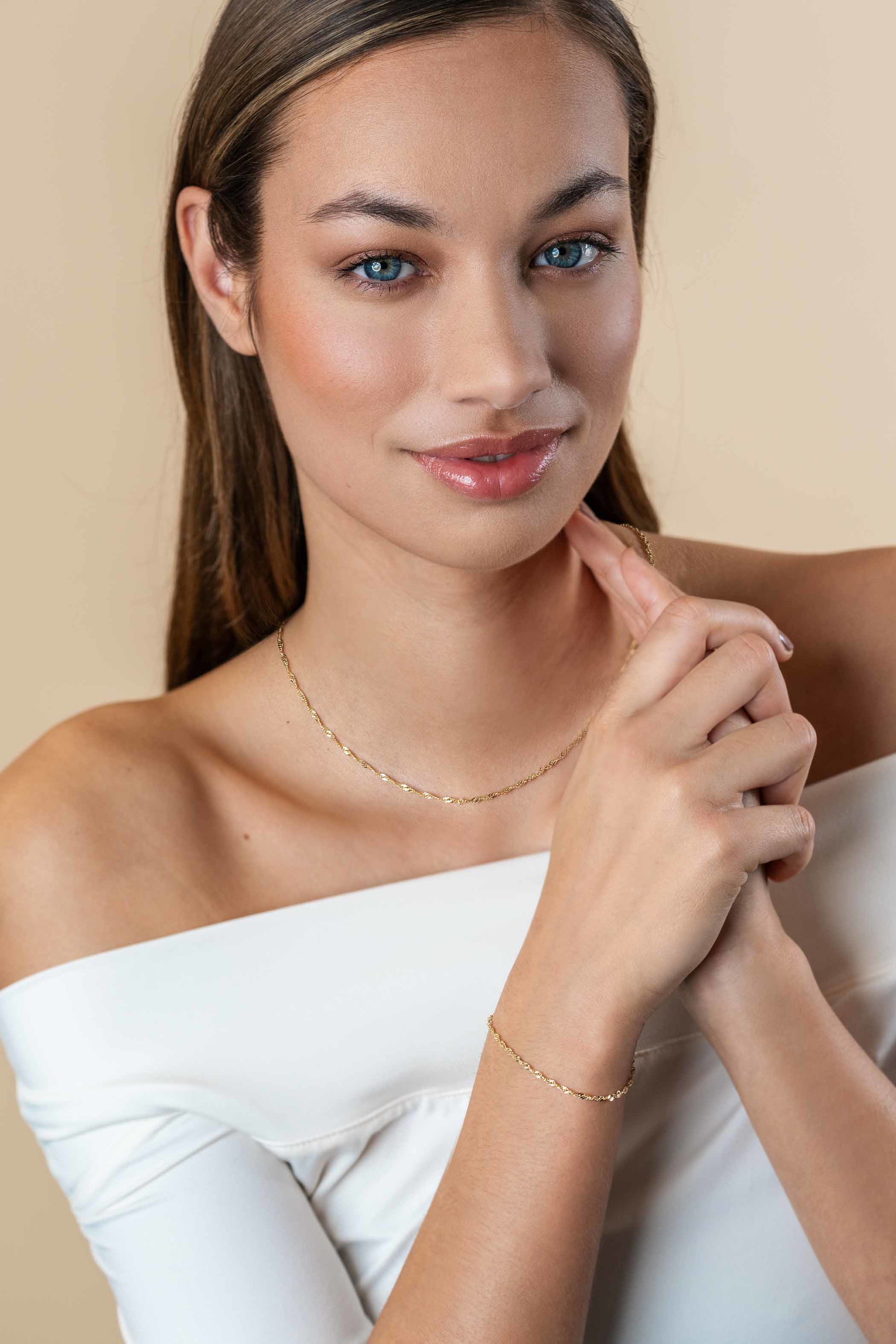 ZINZI Gold 14 karaat gouden massieve Singapore ketting 1,8mm breed 41-43cm ZGC501
