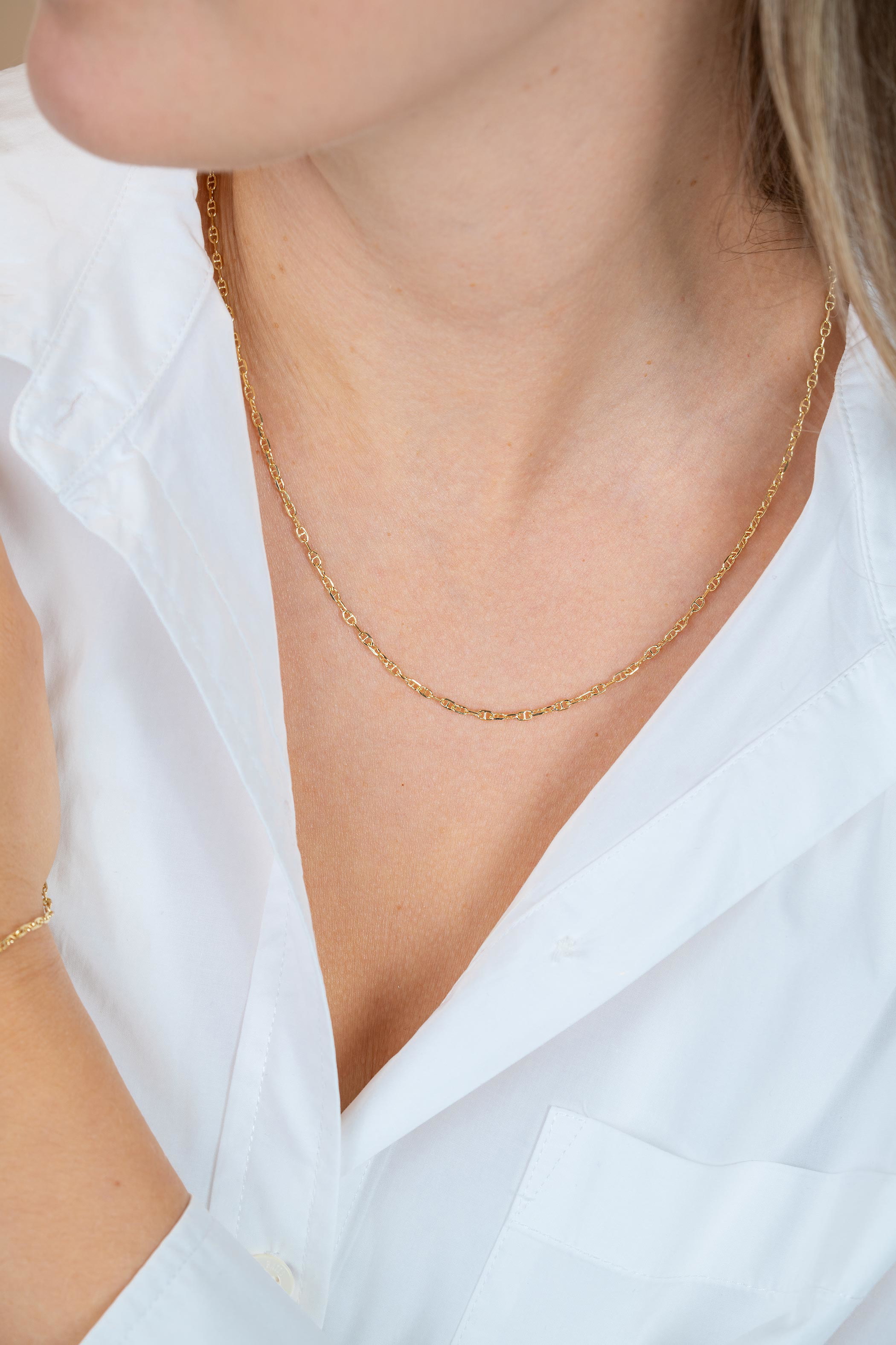 ZINZI Gold 14 karaat gouden massieve marine schakelketting 45cm 2mm breed ZGC577
