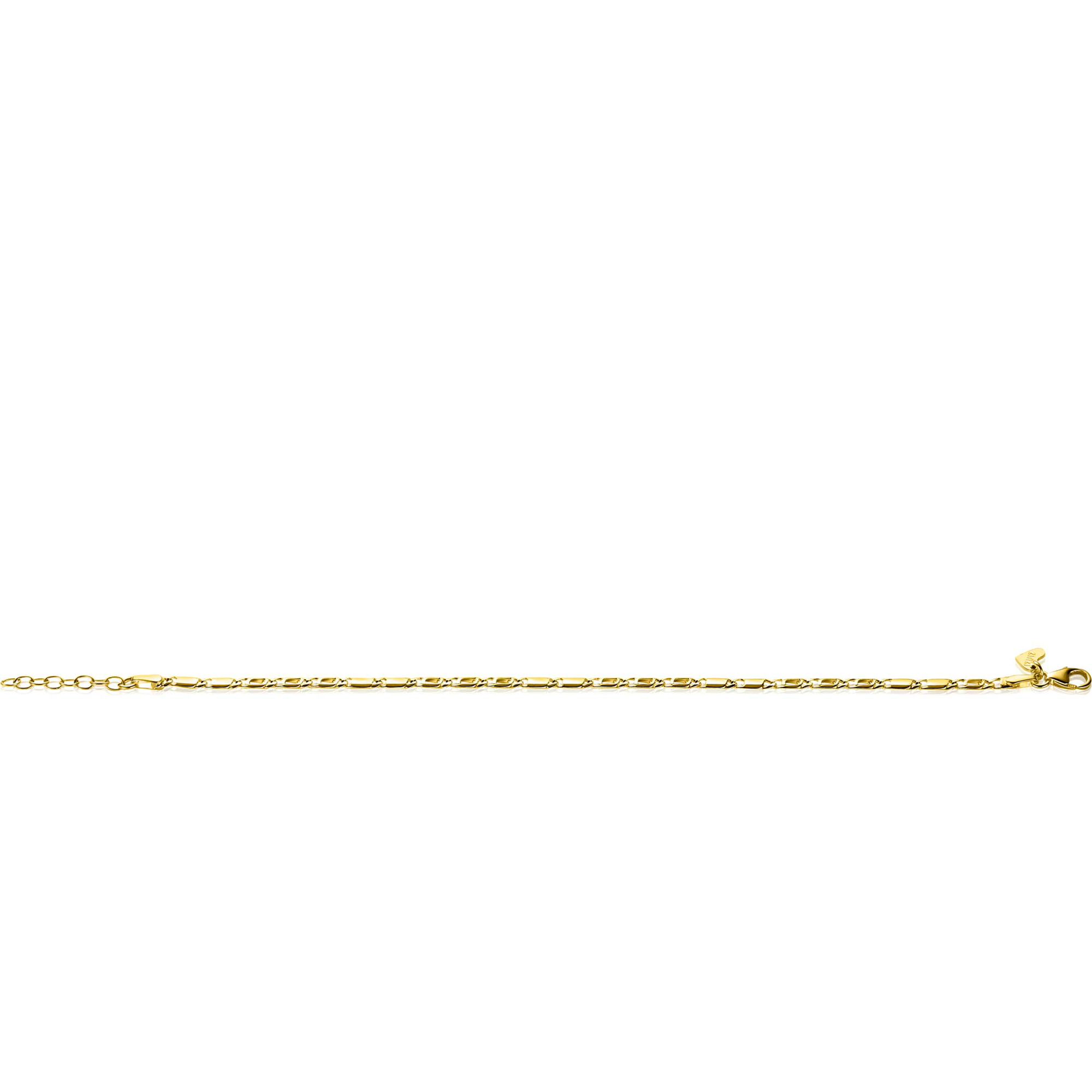 ZINZI Gold 14 karat gold solid bracelet with hawk eye links and shiny plates, 2.6mm wide, 17-19cm, ZGA499