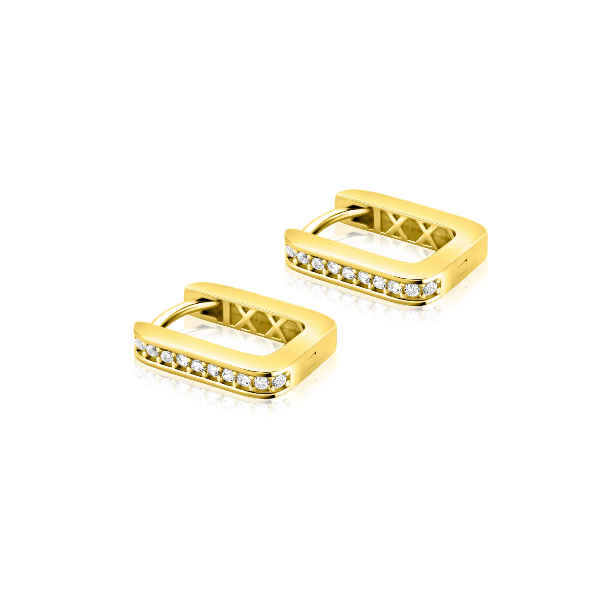 ZINZI GOLD klapcreolen rechthoek vk.buis zirconia's