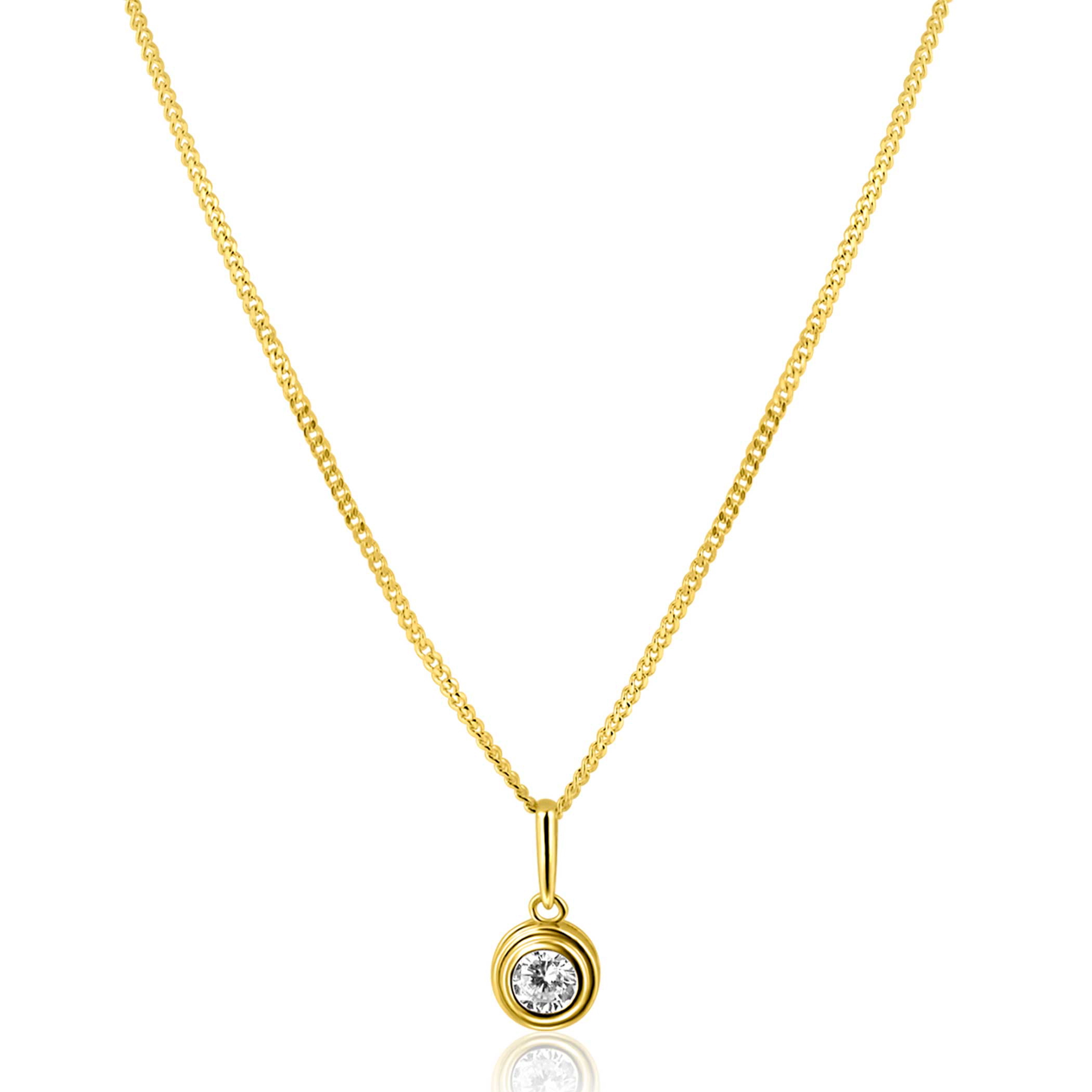 ZINZI GOLD hanger zirc. rond in bewerkt rond kastje