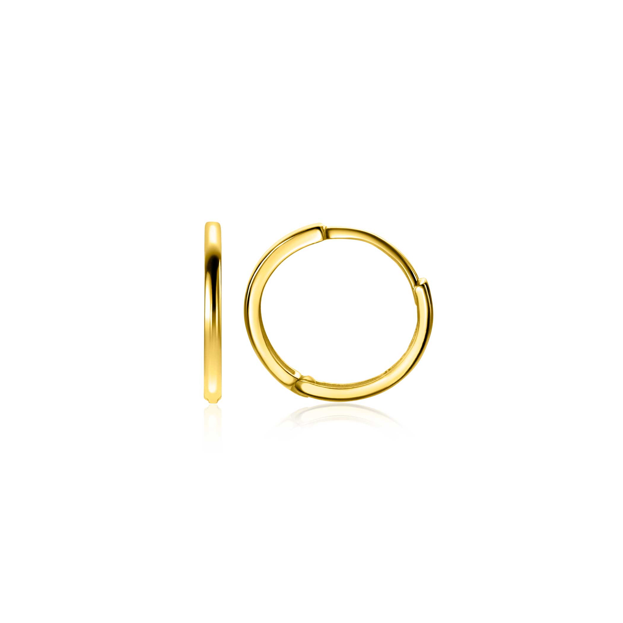 12mm ZINZI 14K Gold Hoop Earrings Small Round Tube 1,2mm width ZGO524