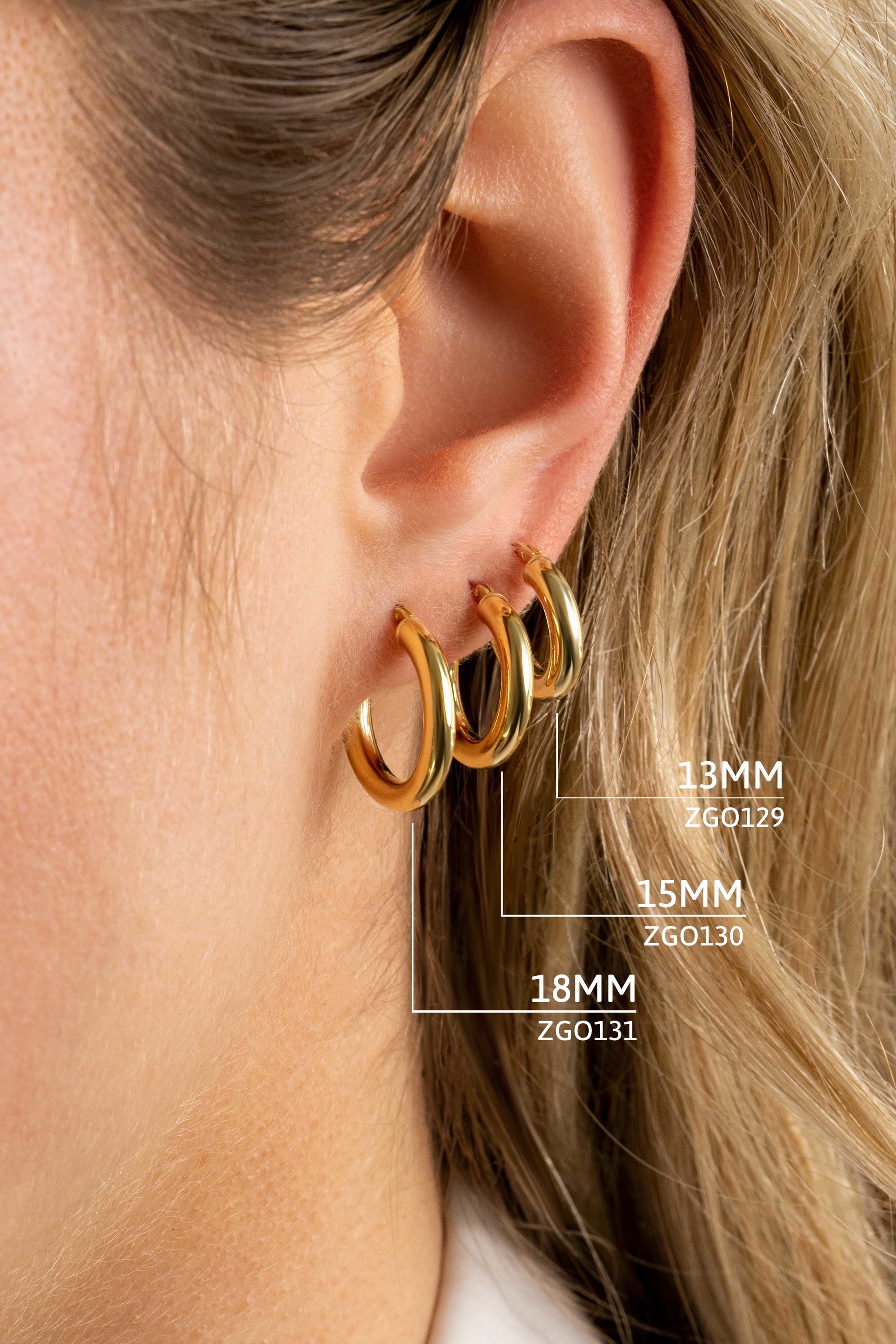 ZINZI Gold 14 karaat gouden oorringen ronde buis 15 x 3mm ZGO130


