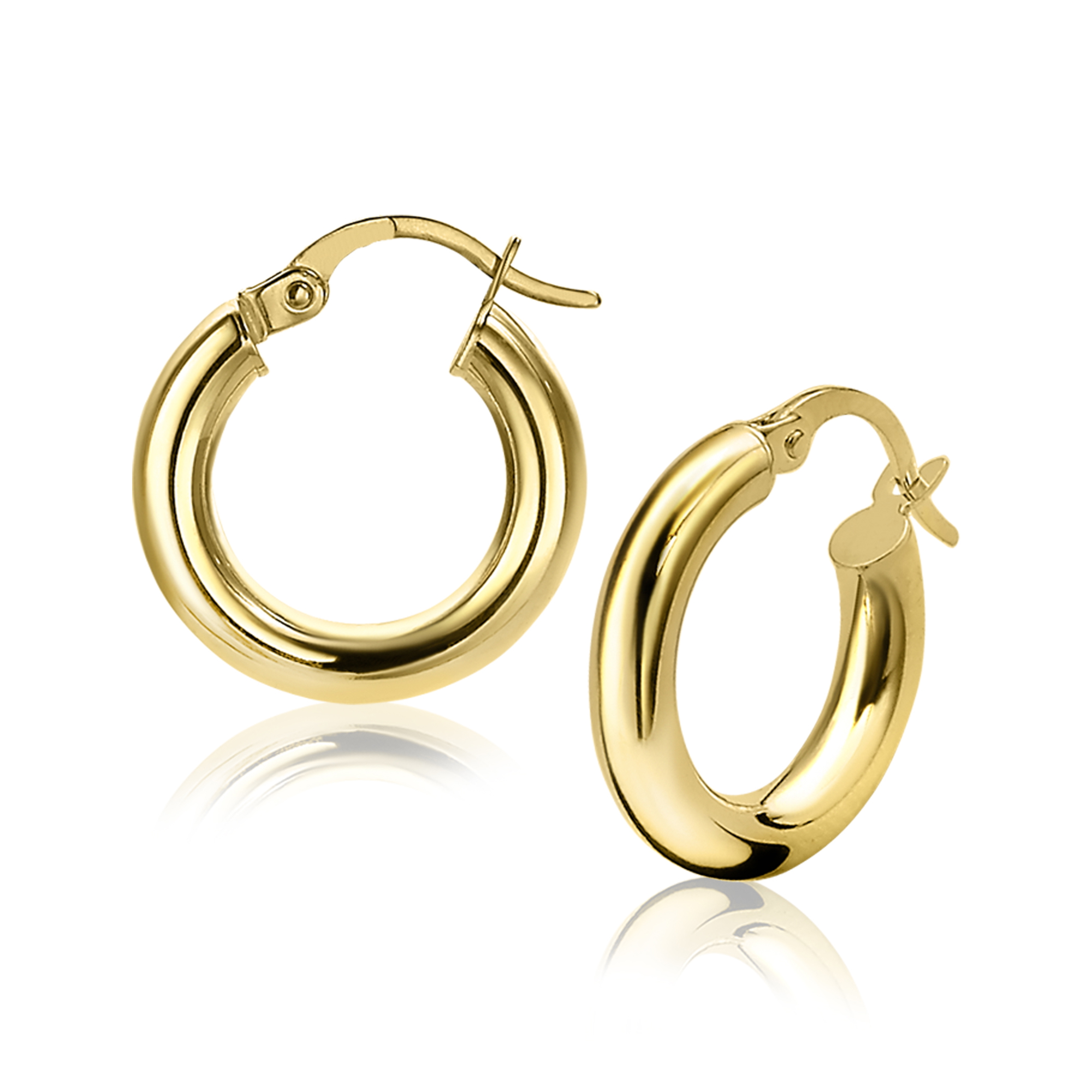 ZINZI Gold 14 karaat gouden oorringen ronde buis 15 x 3mm ZGO130


