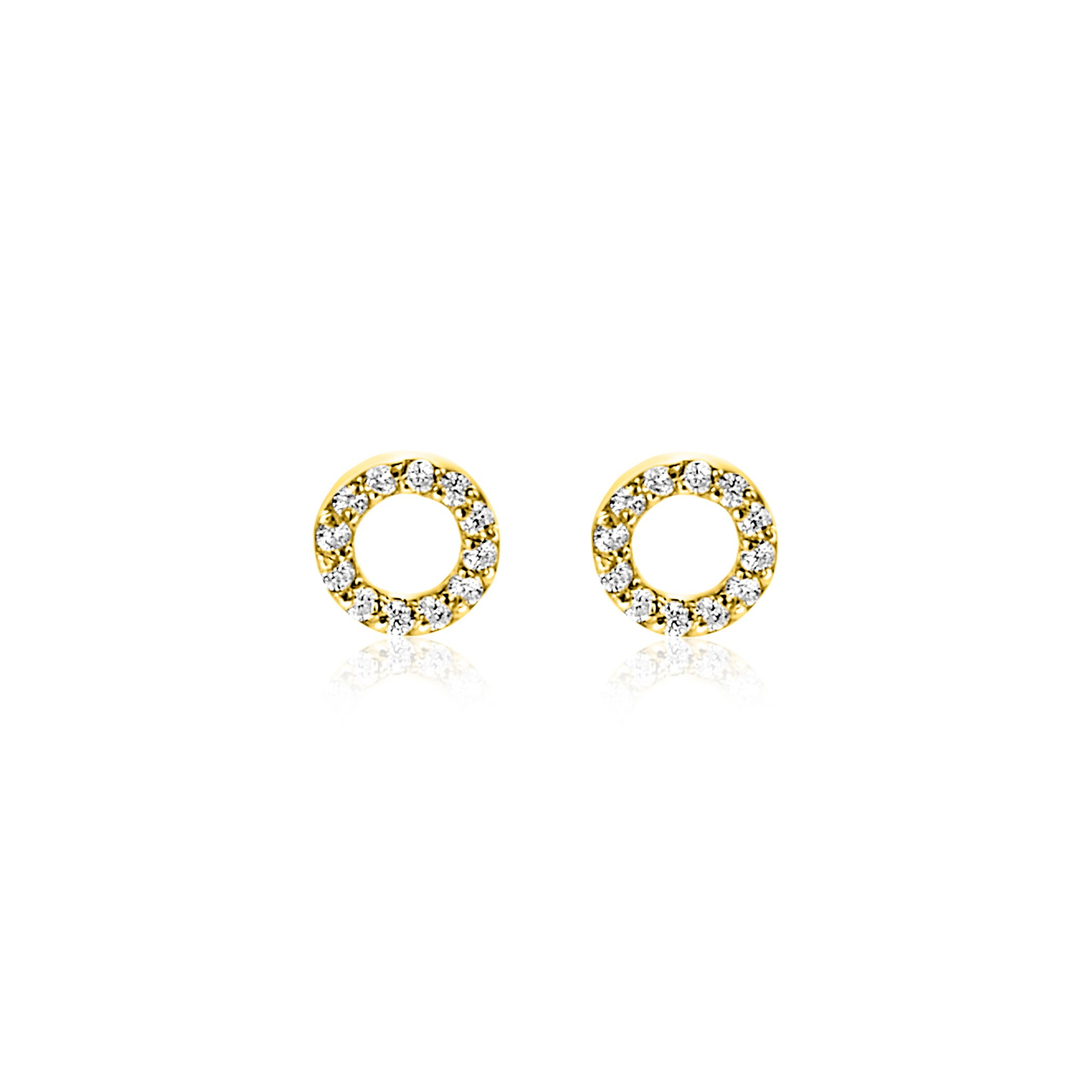 ZINZI GOLD oorknopjes rond open zirconia's 5.5mm