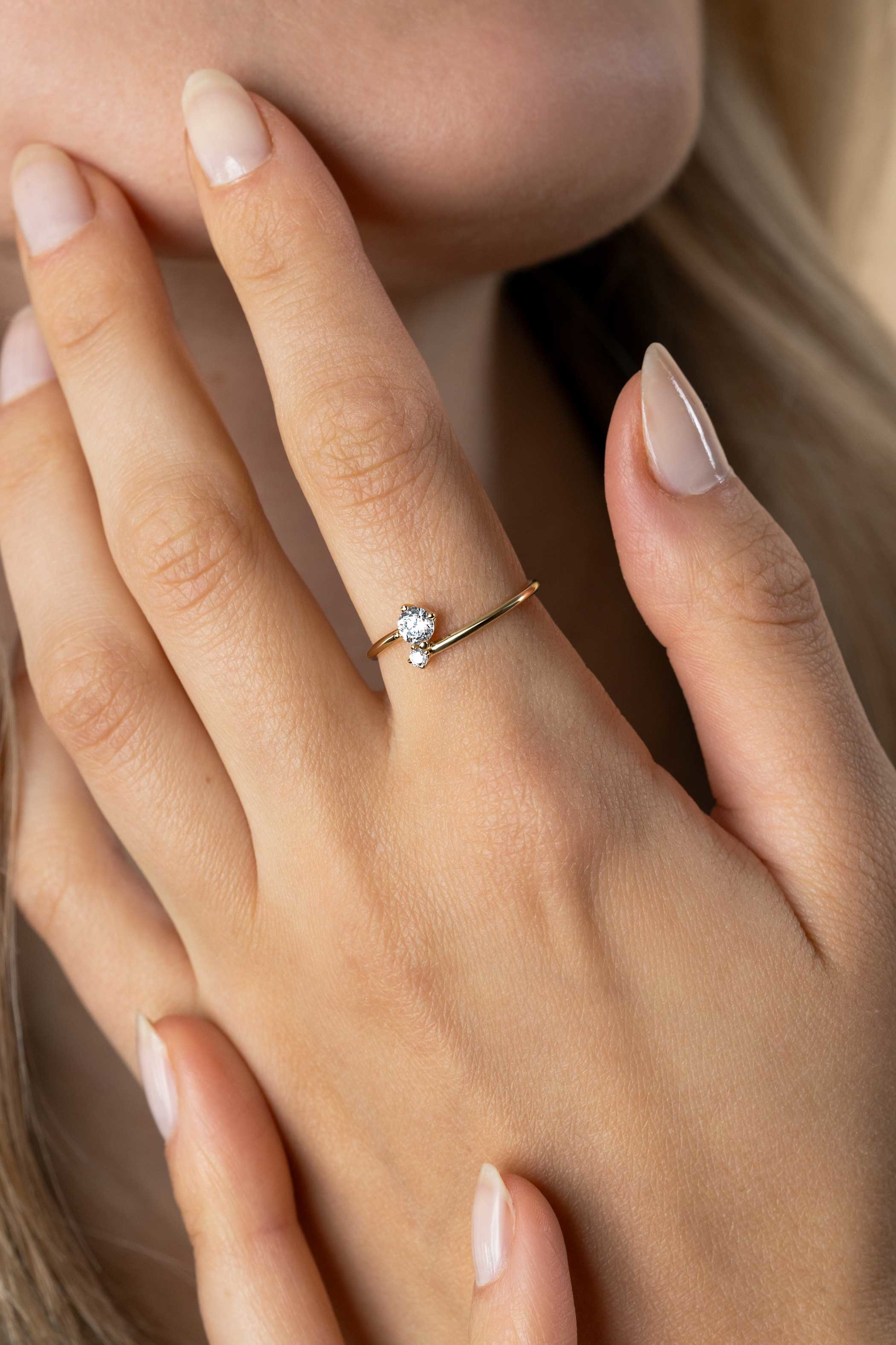 ZINZI Gold 14 krt gouden ring met twee vierpootszettingen, bezet met ronde witte zirconia's (7mm) ZGR462
