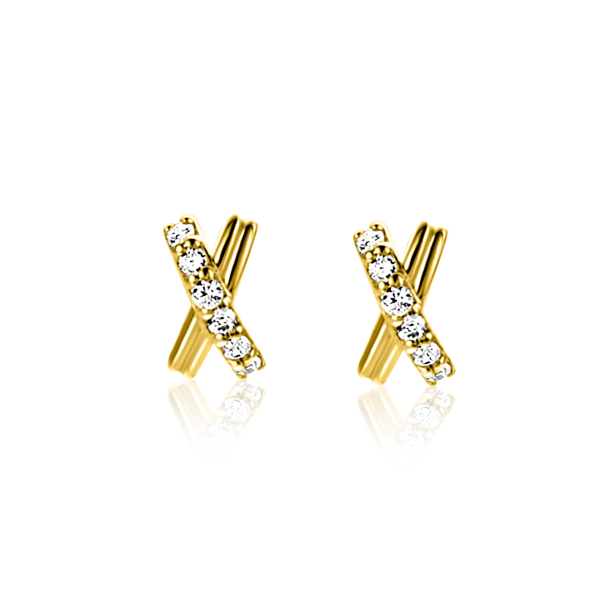 ZINZI GOLD oorknopjes X met zirconia's