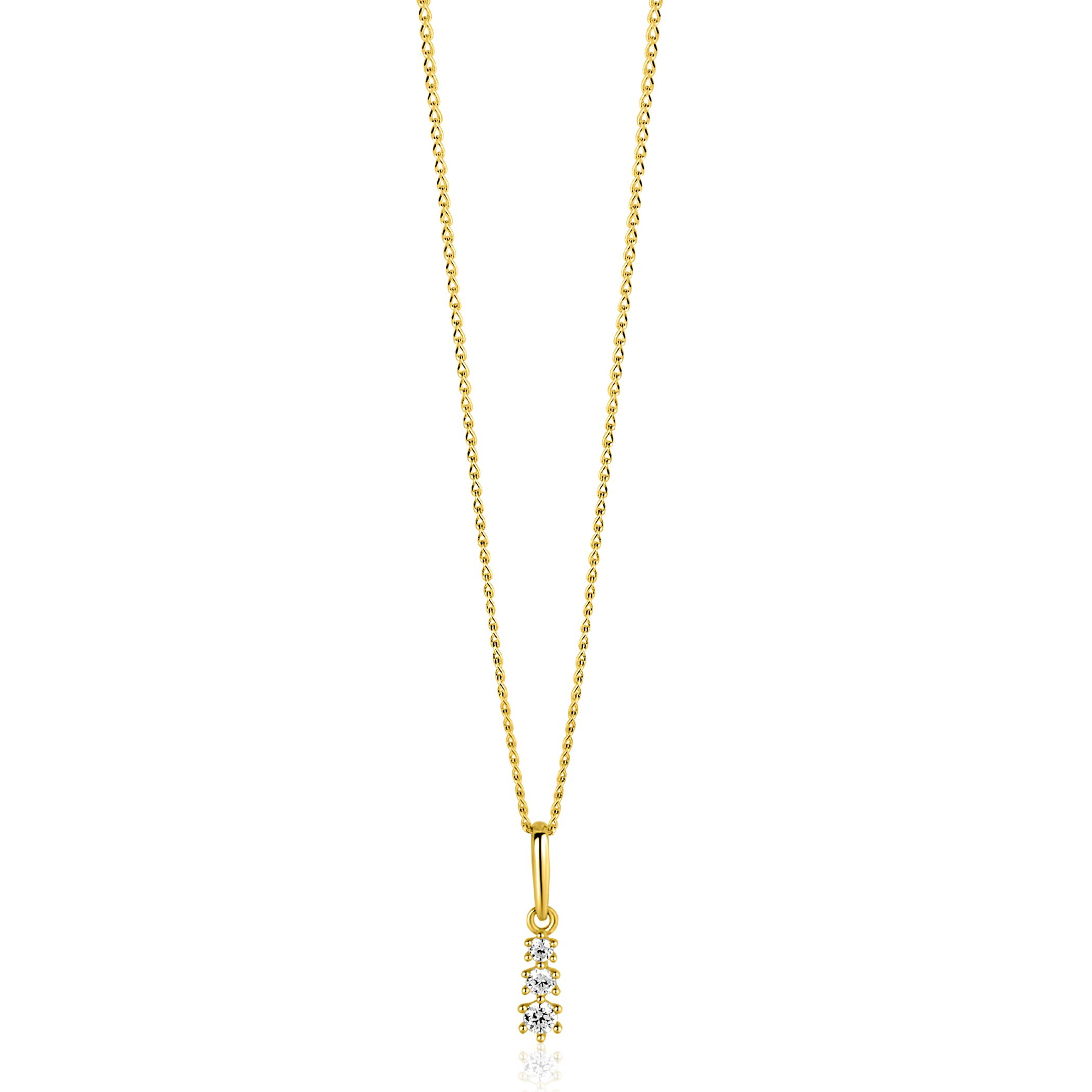 ZINZI GOLD hanger 3x zirconia aflopend