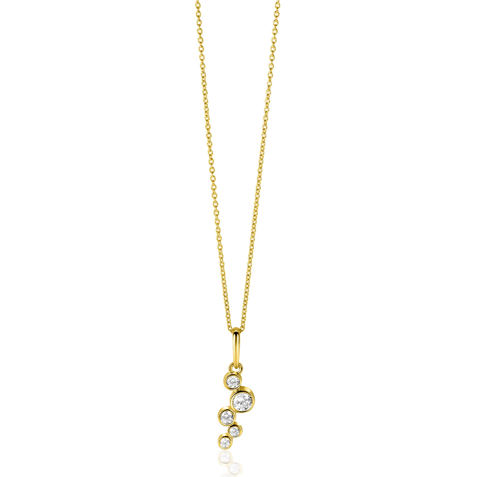 17mm ZINZI Gold 14 ct gold pendant with round settings set with white cubic zirconias ZGH513 (no necklace)