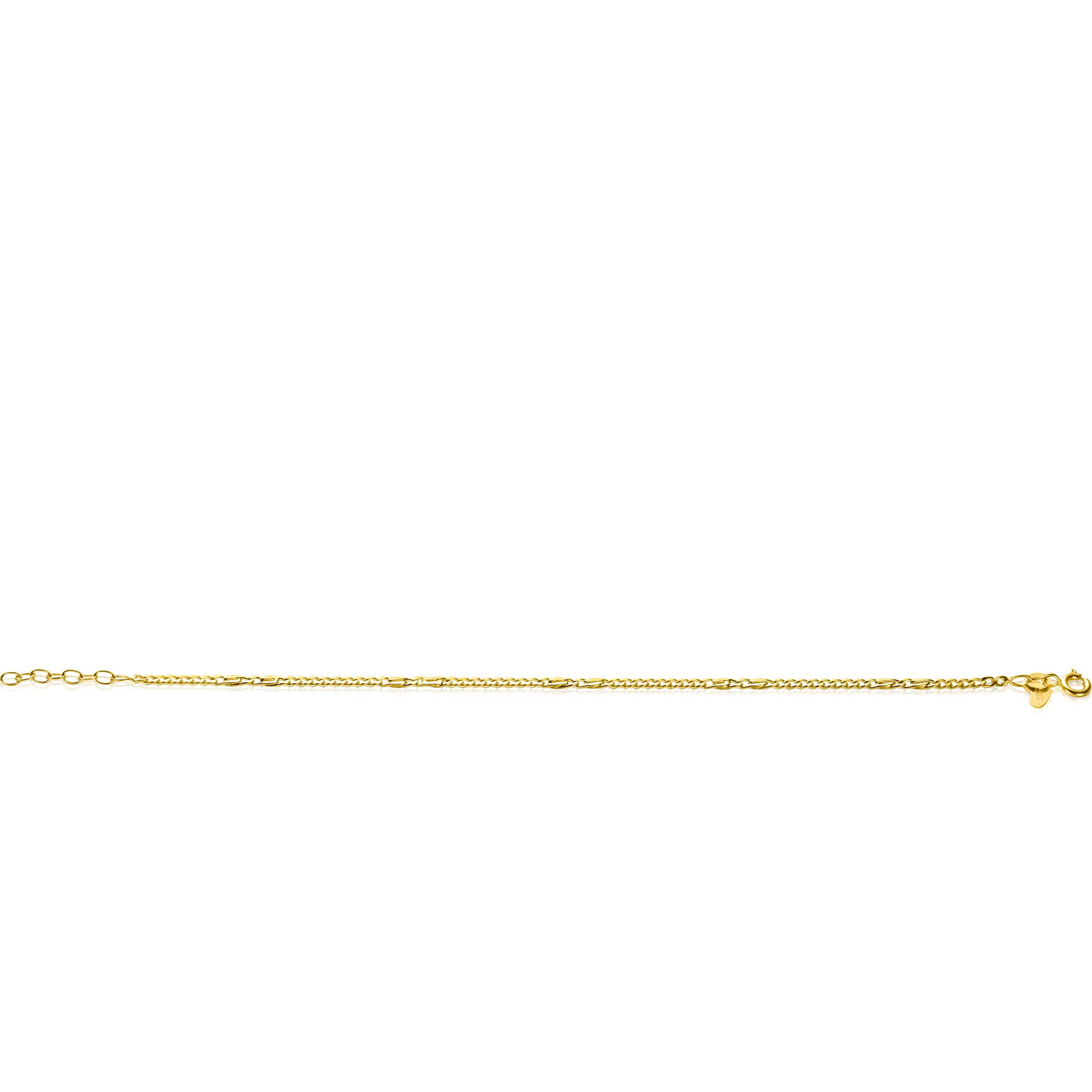 ZINZI Gold 14 karat gold solid gourmet bracelet with hawk eye links 2mm wide 17-19cm ZGA498
