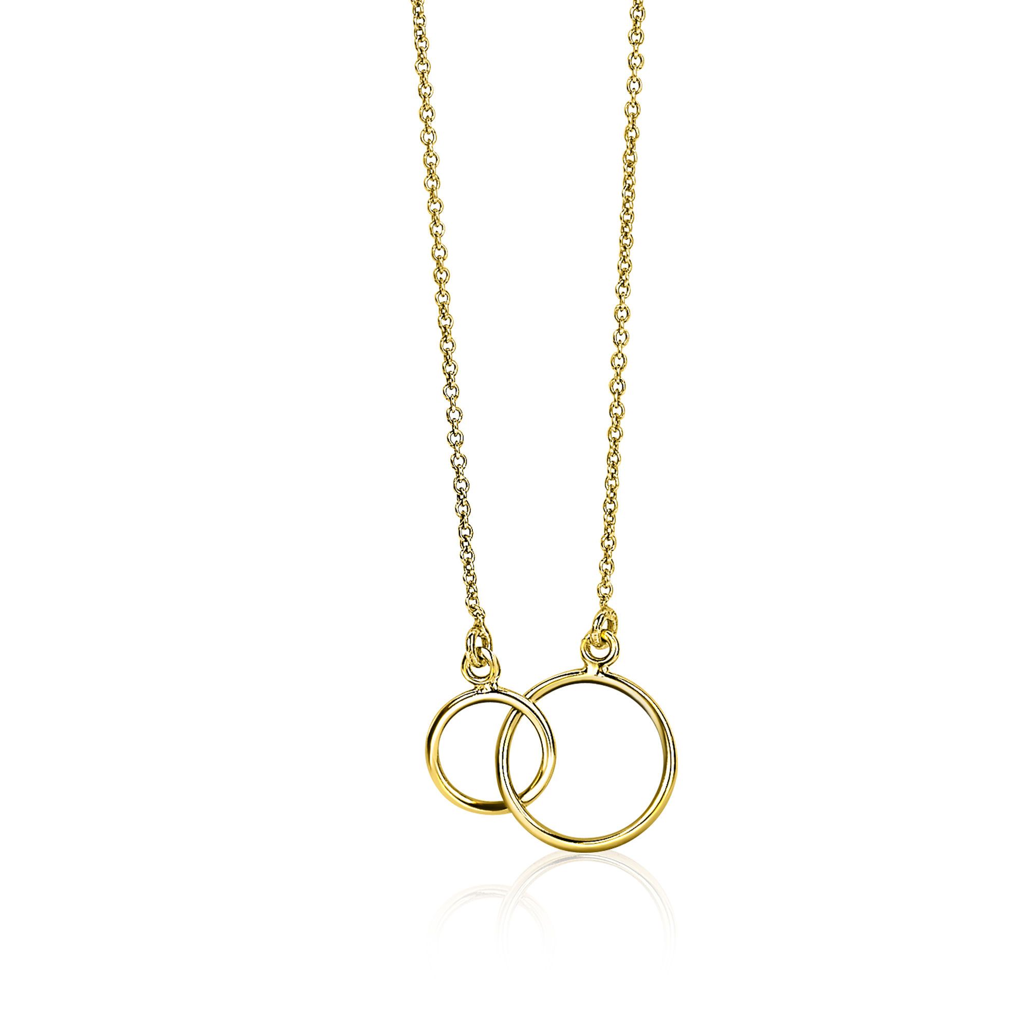 ZINZI 14K Gold Necklace with 2 Connected Open Circles 42cm ZGC115