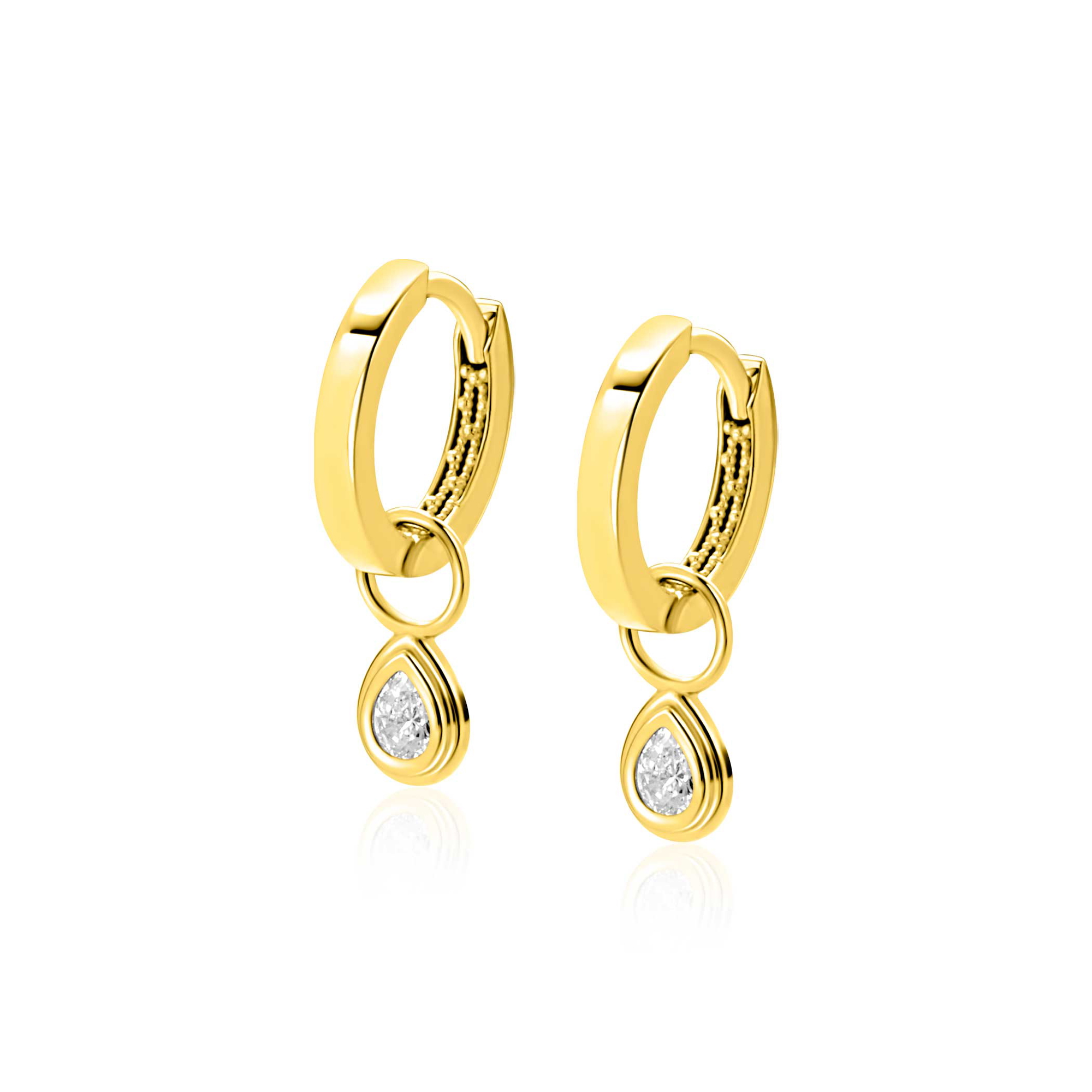 ZINZI GOLD oorbedels peervormig met zirconia