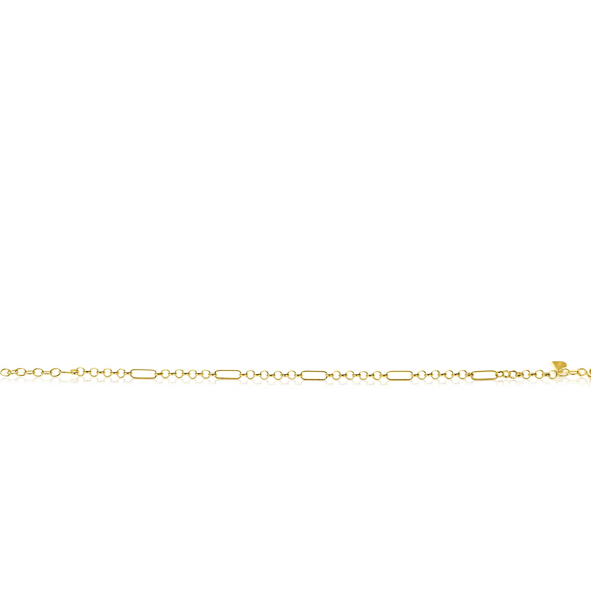 ZINZI Gold 14 karat gold solid bracelet featuring four paperclip links combined with curb links 17-19cm ZGA495
