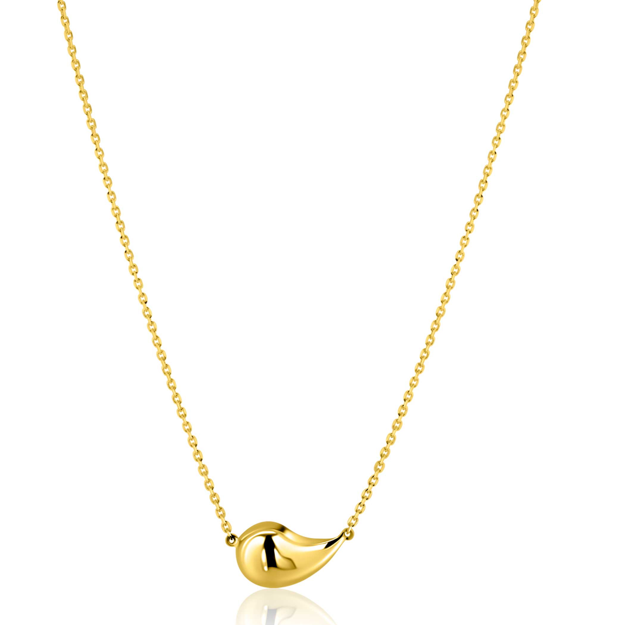 ZINZI Gold 14 karaat gouden ketting 45cm met druppelvormige hanger 13mm ZGC557
