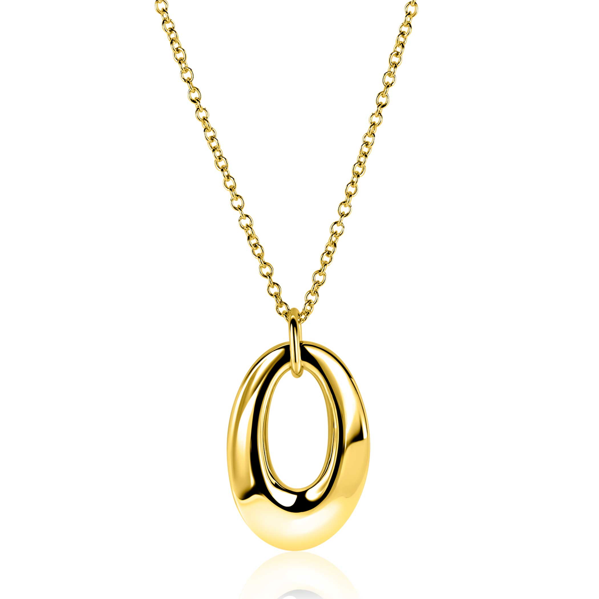 ZINZI zlv. collier gg.verg. met open ovale hanger