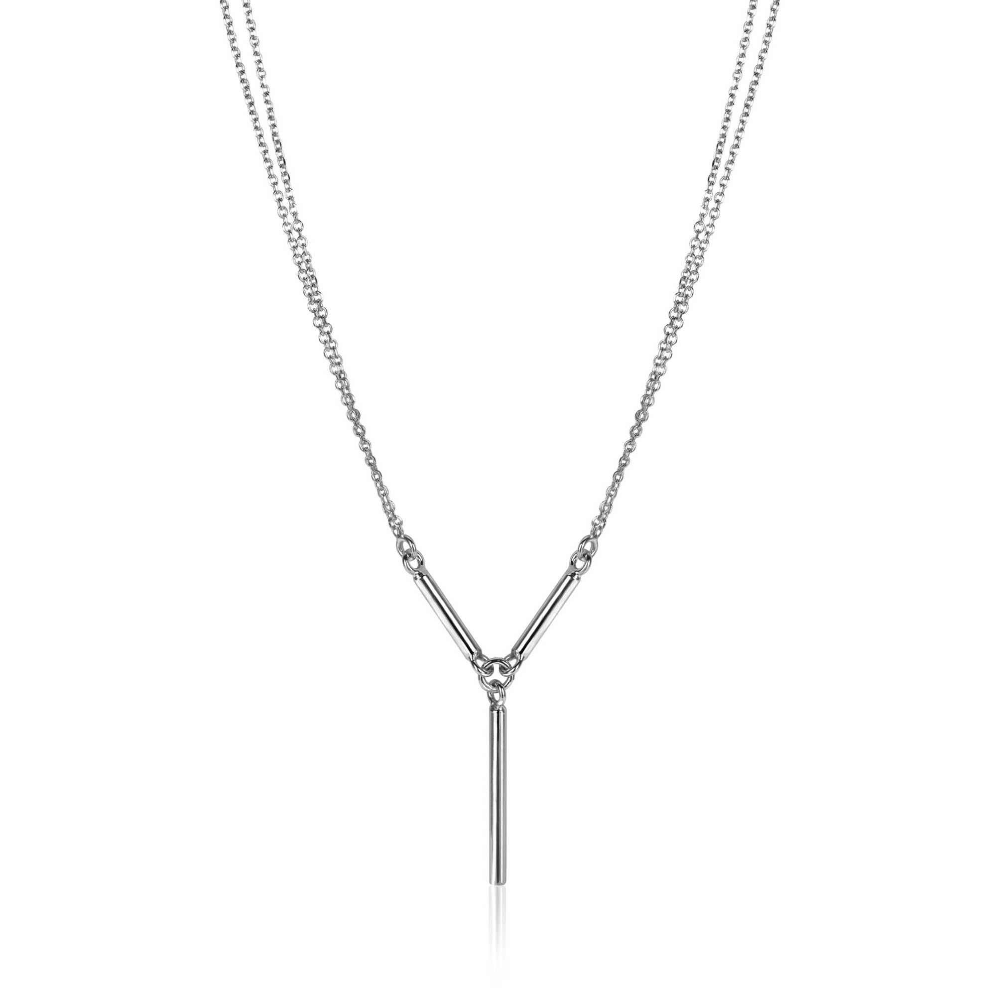 ZINZI multi-look Y-collier met dubbele jasseron schakel en drie glimmende staafjes 42-45cm ZIC-BF106