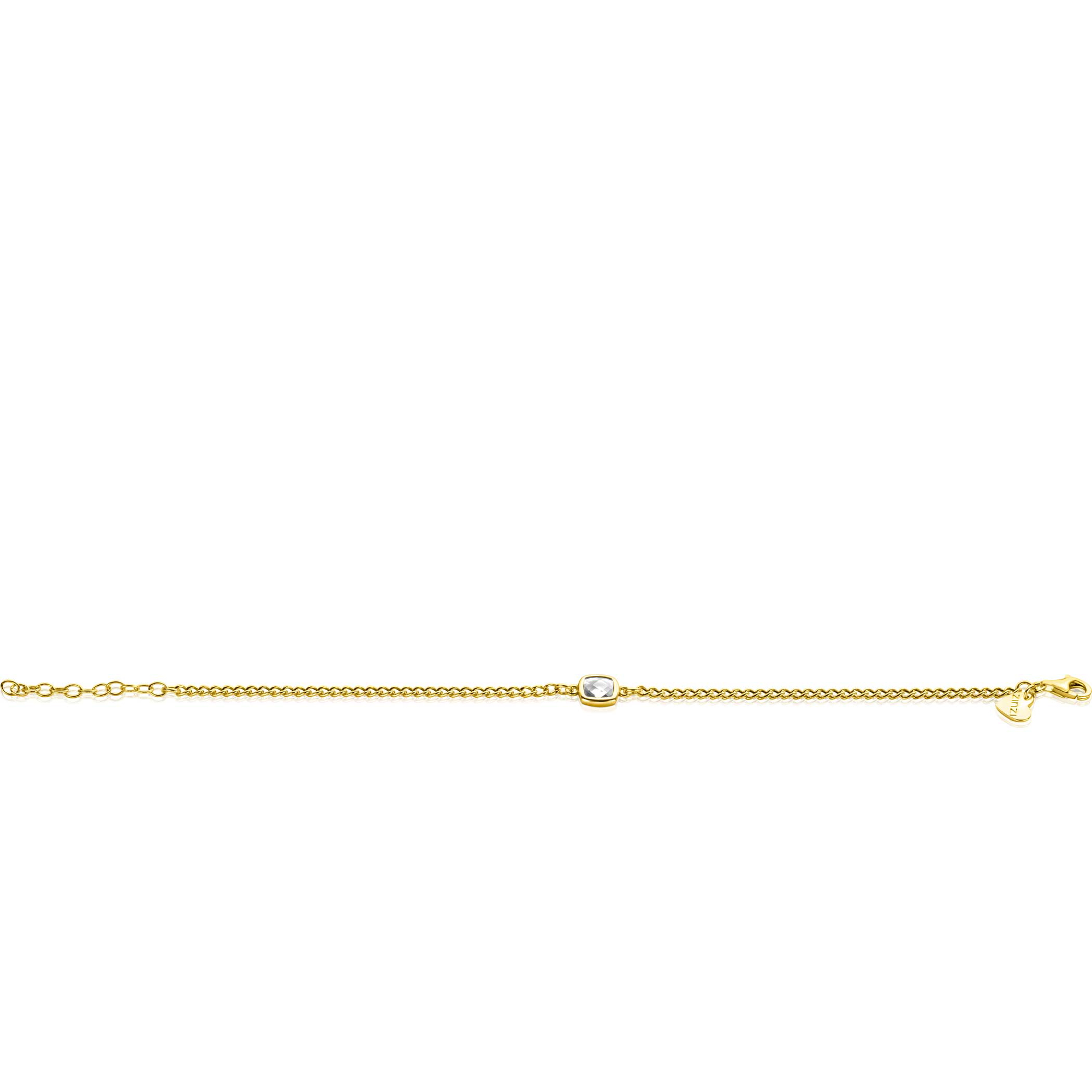 ZINZI gold plated silver gourmet bracelet with square setting white zirconia 16-19cm ZIA2417Y
