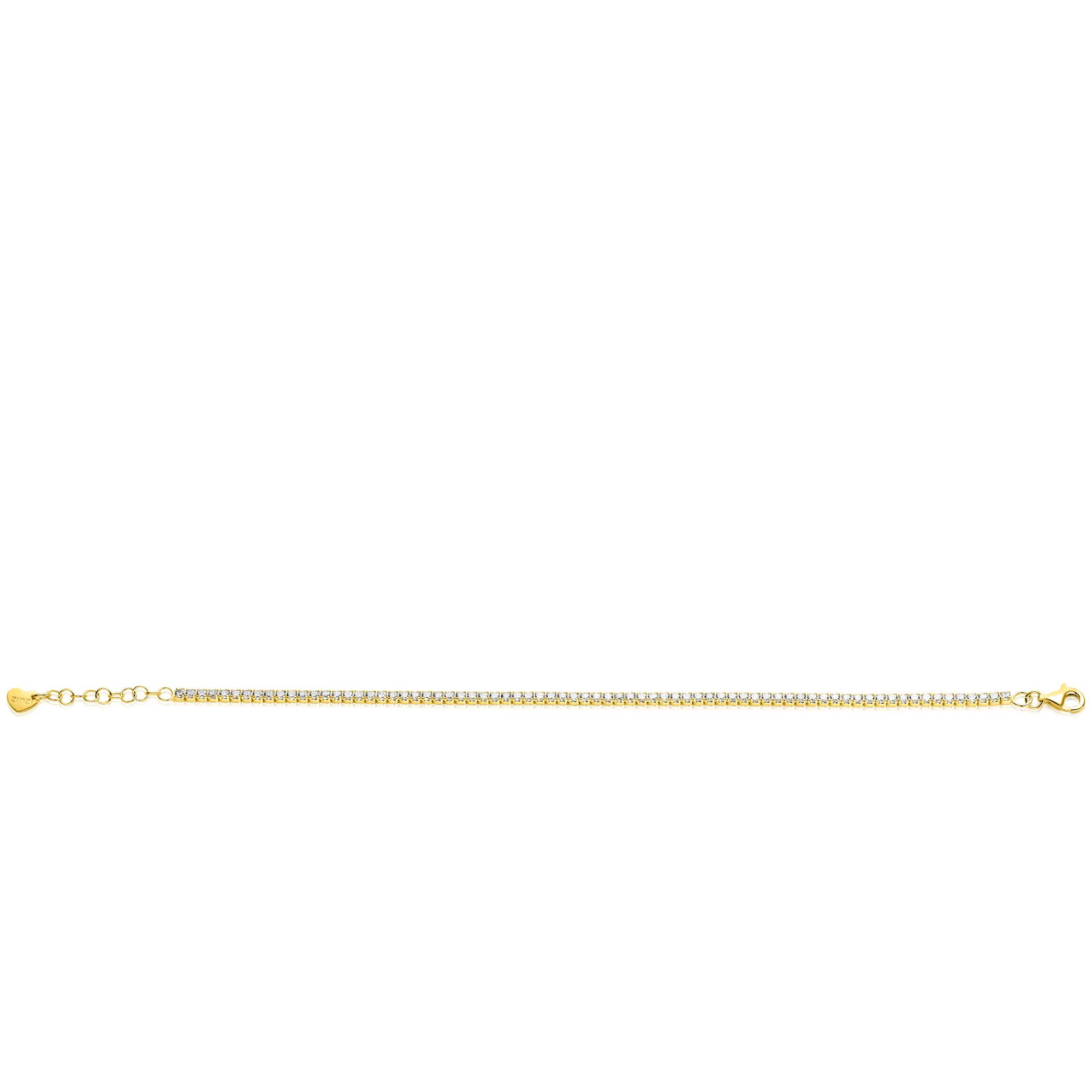 ZINZI gold plated zilveren tennis armband 2,1mm breed met rijzetting witte zirconia's ZIA2892