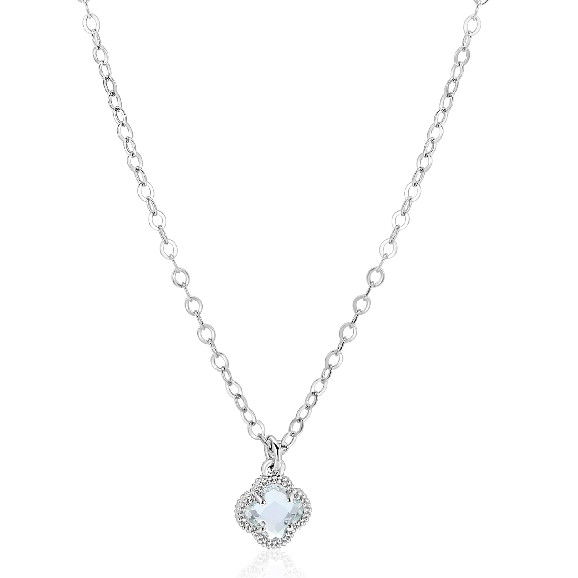 ZINZI zilveren schakelketting met een lichtblauwe klaver in het midden 40-45cm ZIC2905B