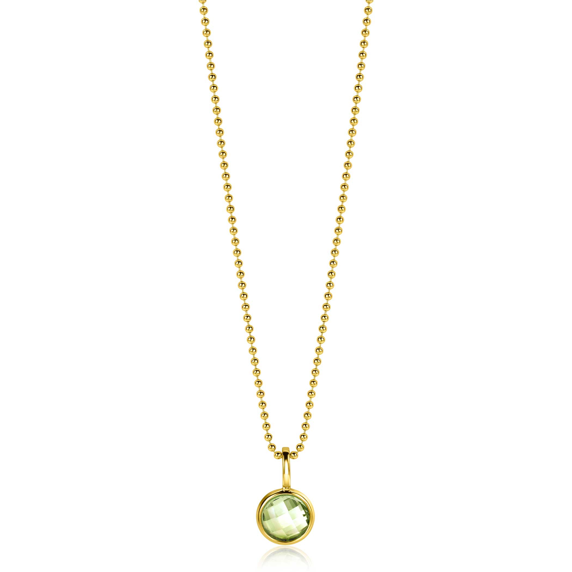 AUGUST Pendant 8mm Gold Plated Birthstone Green Peridot Zirconia (excl. necklace)