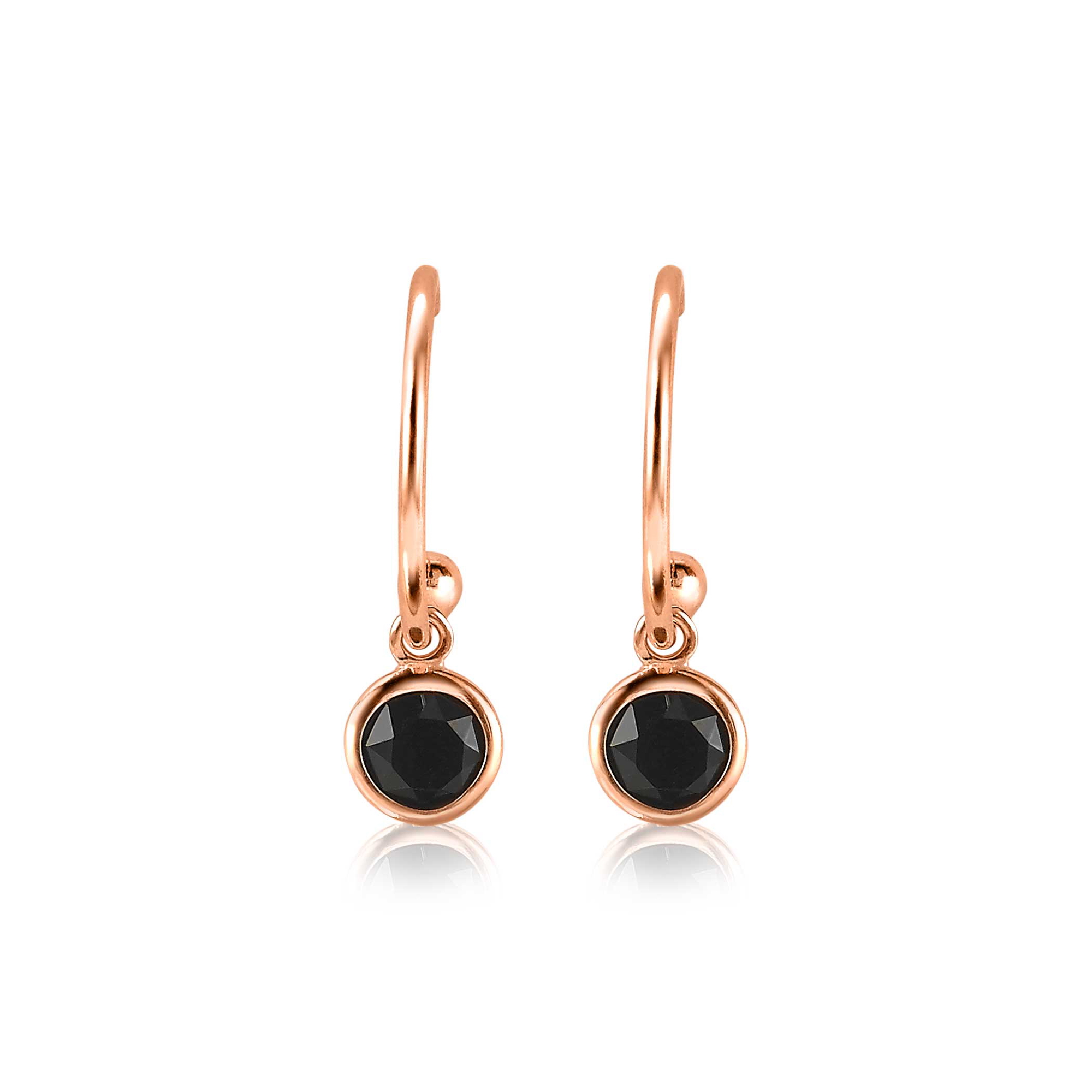 16mm ZINZI Rose Gold Plated Sterling Silver Earrings Black ZIO1935RZ