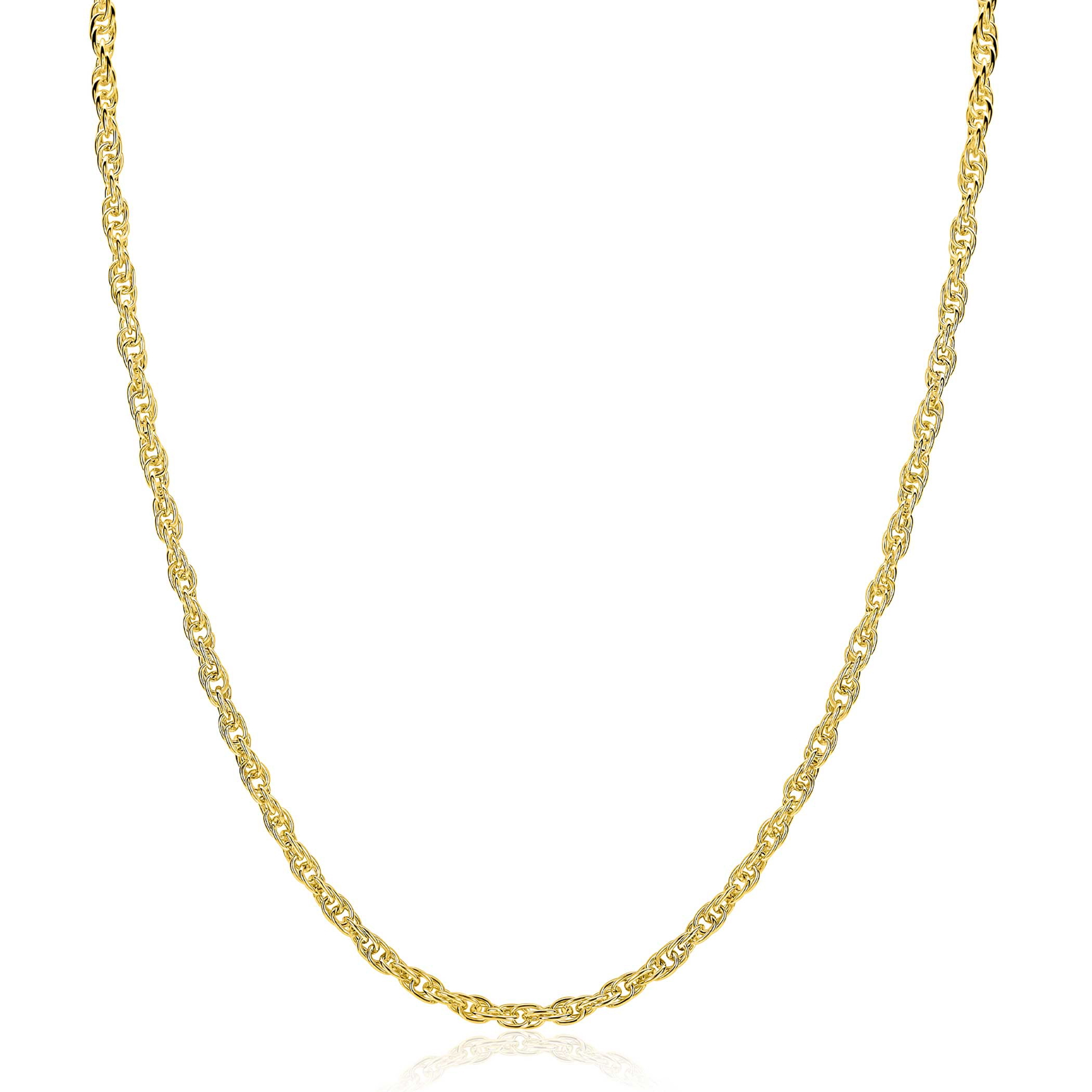 ZINZI gold plated zilveren massieve koord ketting (2,6mm breed) 42-45cm ZIC2844G