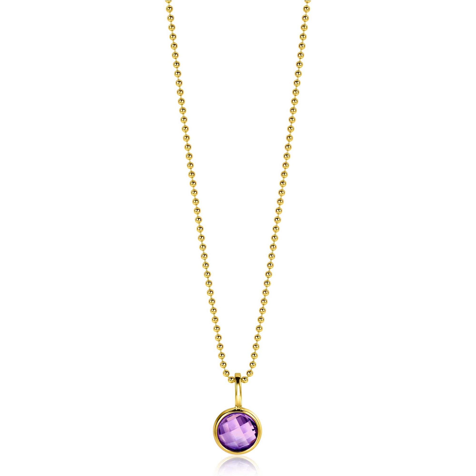 FEBRUARI hanger 8mm gold plated geboortesteen paars amethist zirconia (zonder collier)