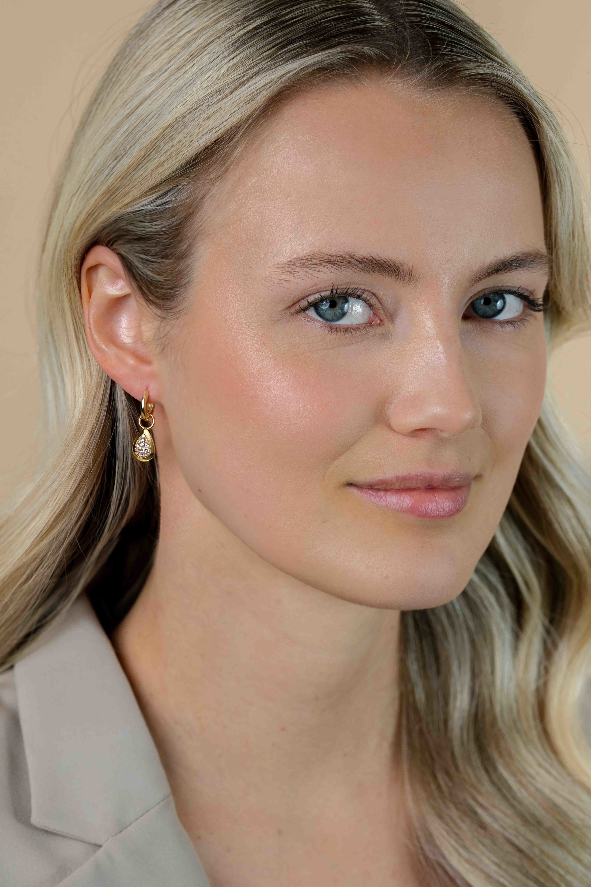 ZINZI Gold Plated Sterling Silver Earrings Pendants Drop White ZICH1768G (excl. hoop earrings)