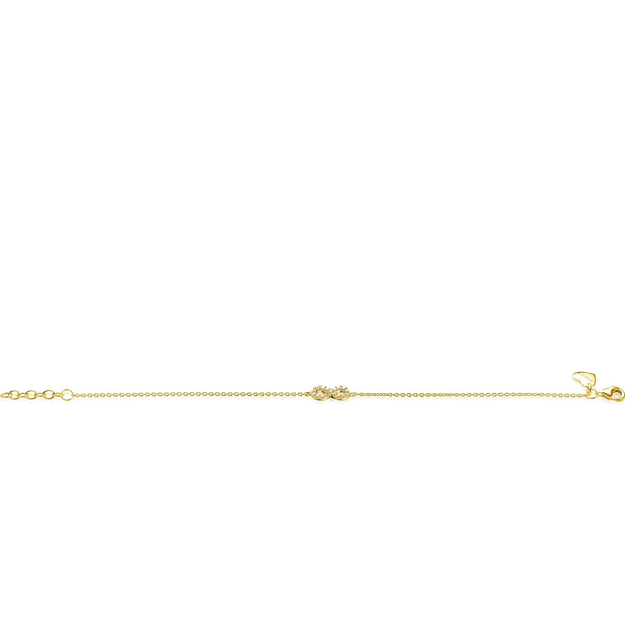 ZINZI gold plated zilveren armband met Infinity teken, vol bezet met witte zirconia's 17-19cm ZIA2597Y