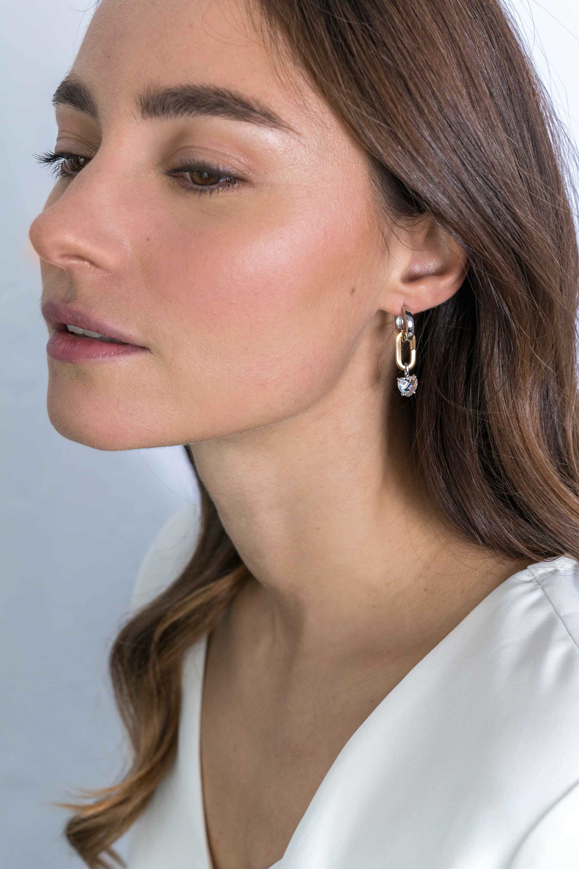 ZINZI zilveren ovale oorbedels 14K geel verguld sluitring 16mm voor je losse hangertjes ZICH2060G (zonder oorringen)