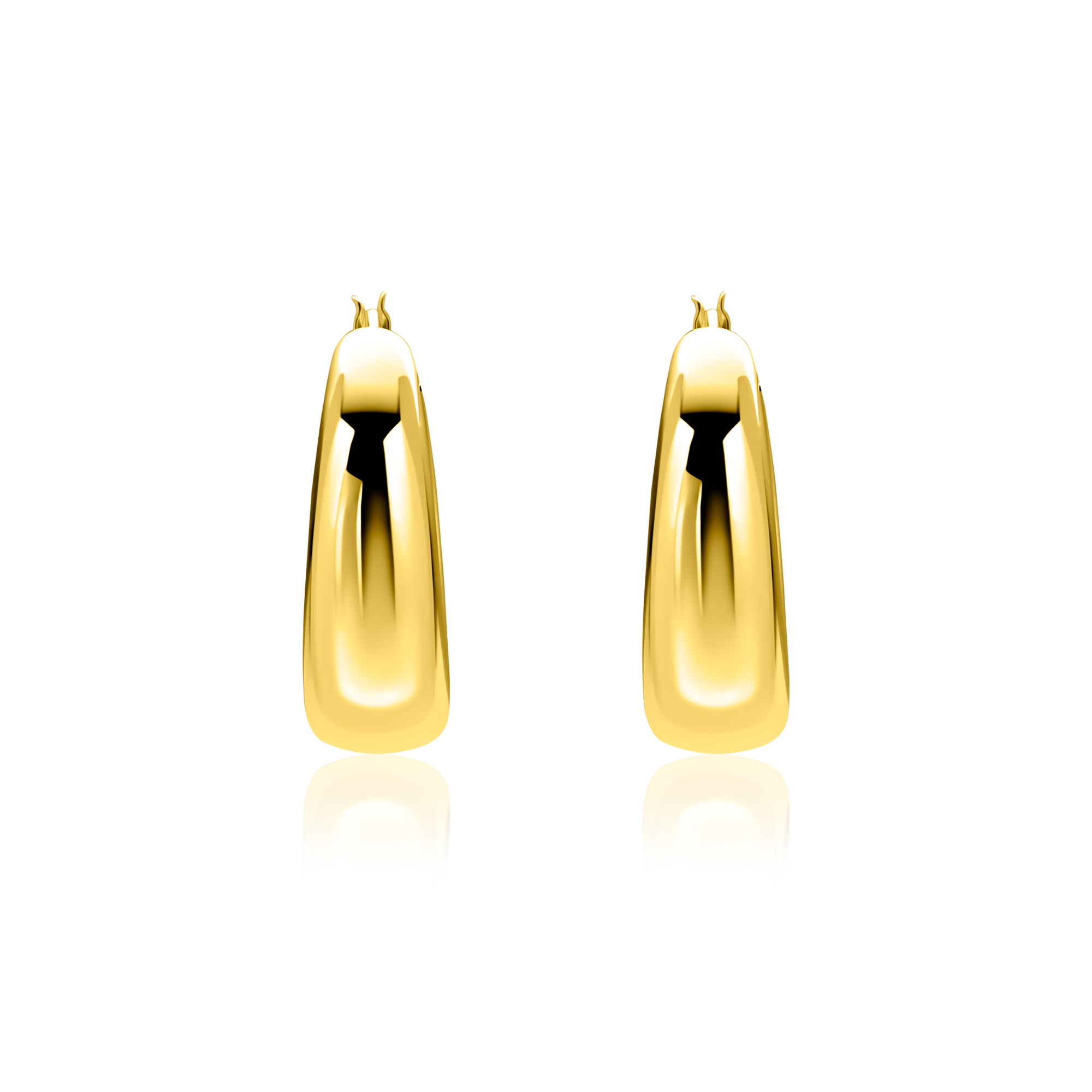 22mm ZINZI gold plated zilveren oorringen met brede buis (7mm) en rond aflopend, handige bovensluiting ZIO2751G