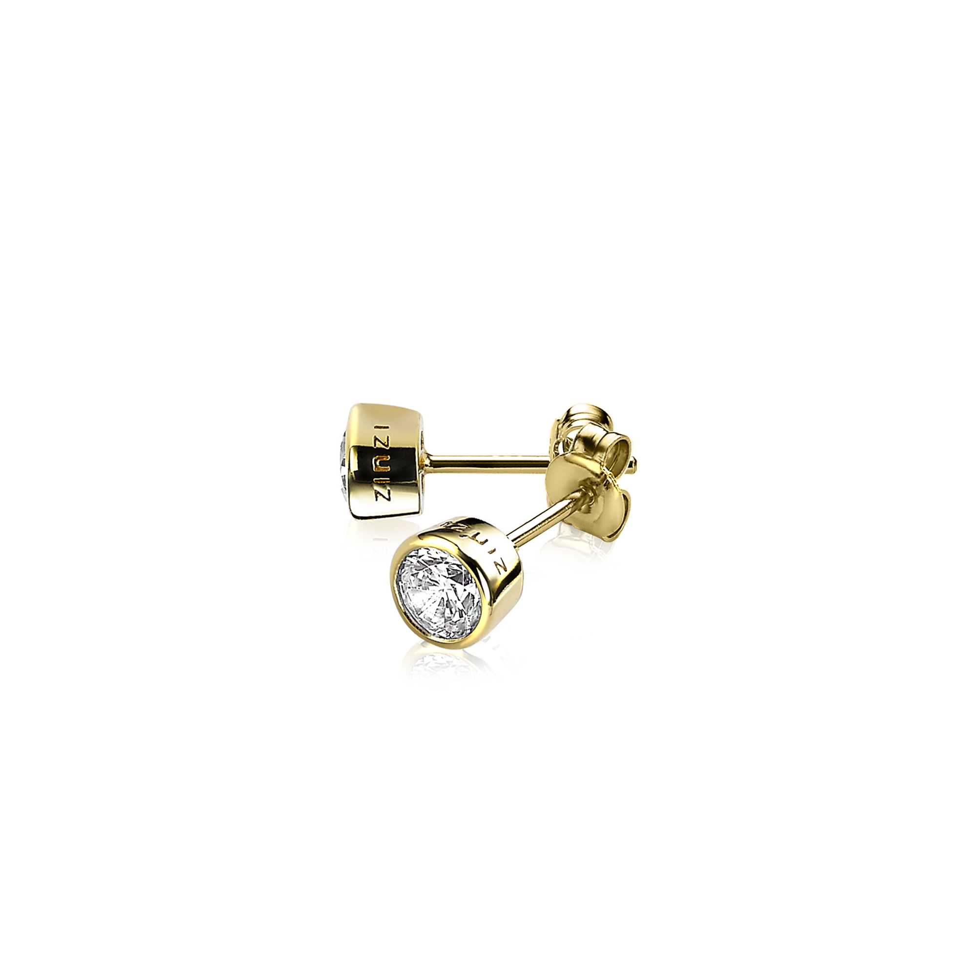ZINZI Gold Plated Sterling Silver Stud Earrings Round White ZIO322Y