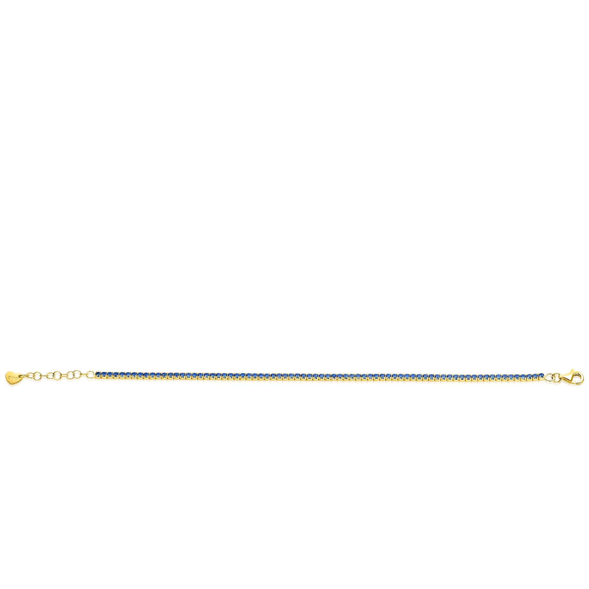 ZINZI zlv. tennisarmband gg.verg. blauwe zc 2.1mm