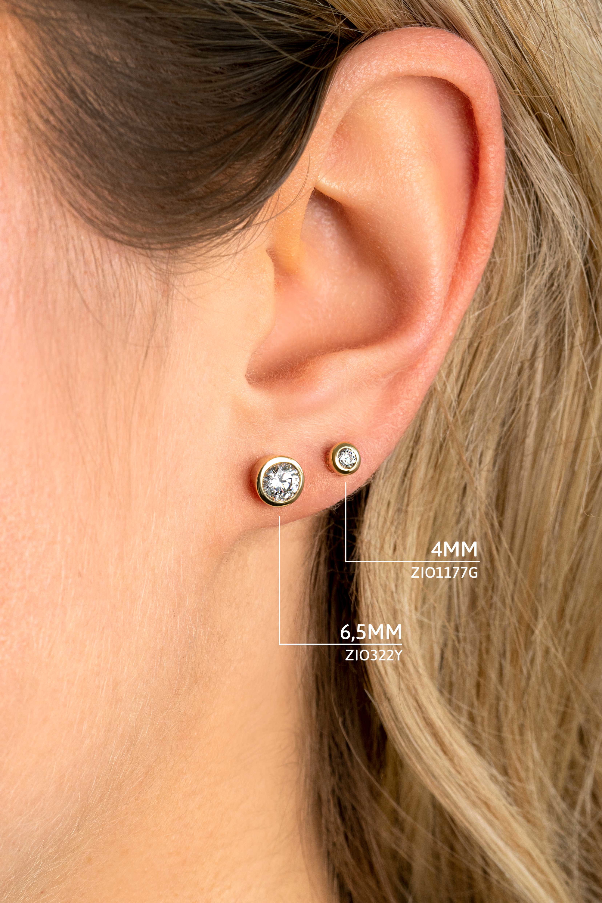 ZINZI Gold Plated Sterling Silver Stud Earrings Round White ZIO322Y