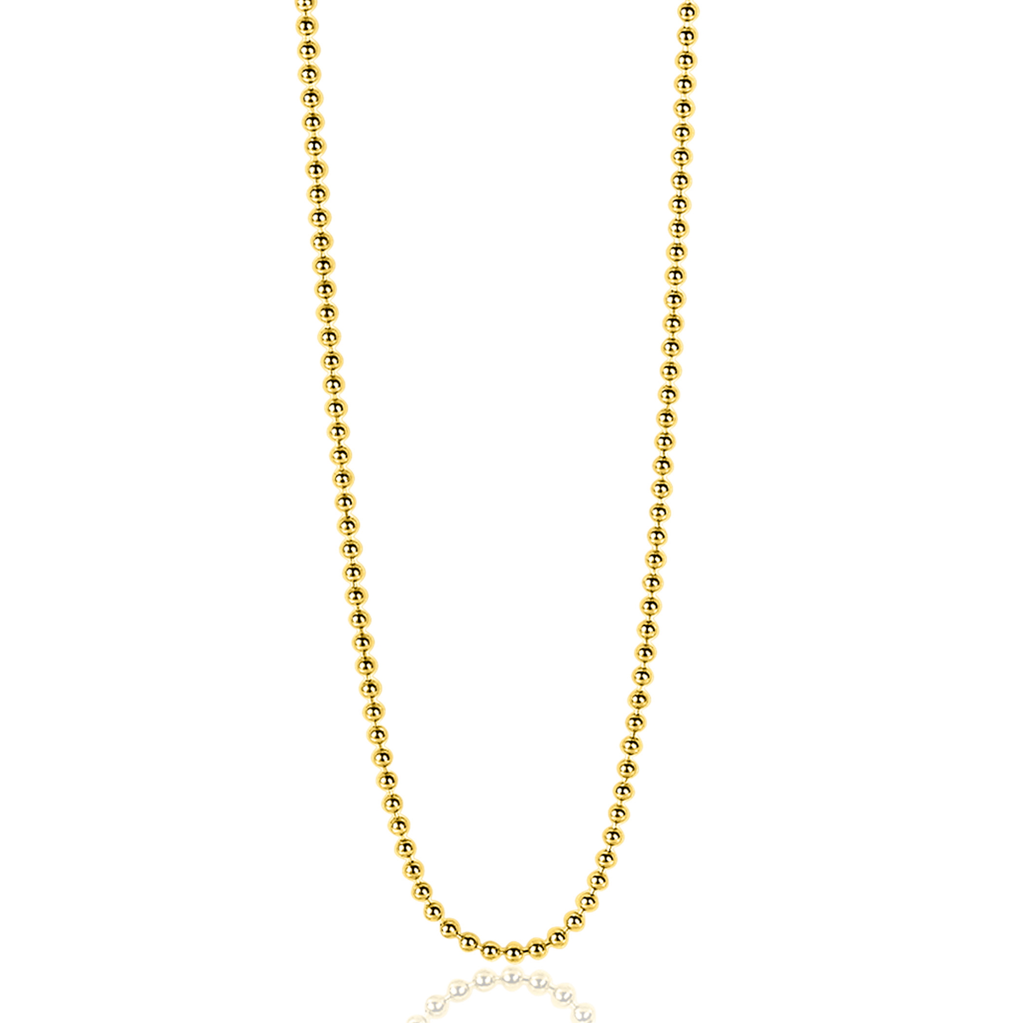 80cm ZINZI zilveren bolletjes ketting gold plated 0,9mm breed. ZILC-B80G