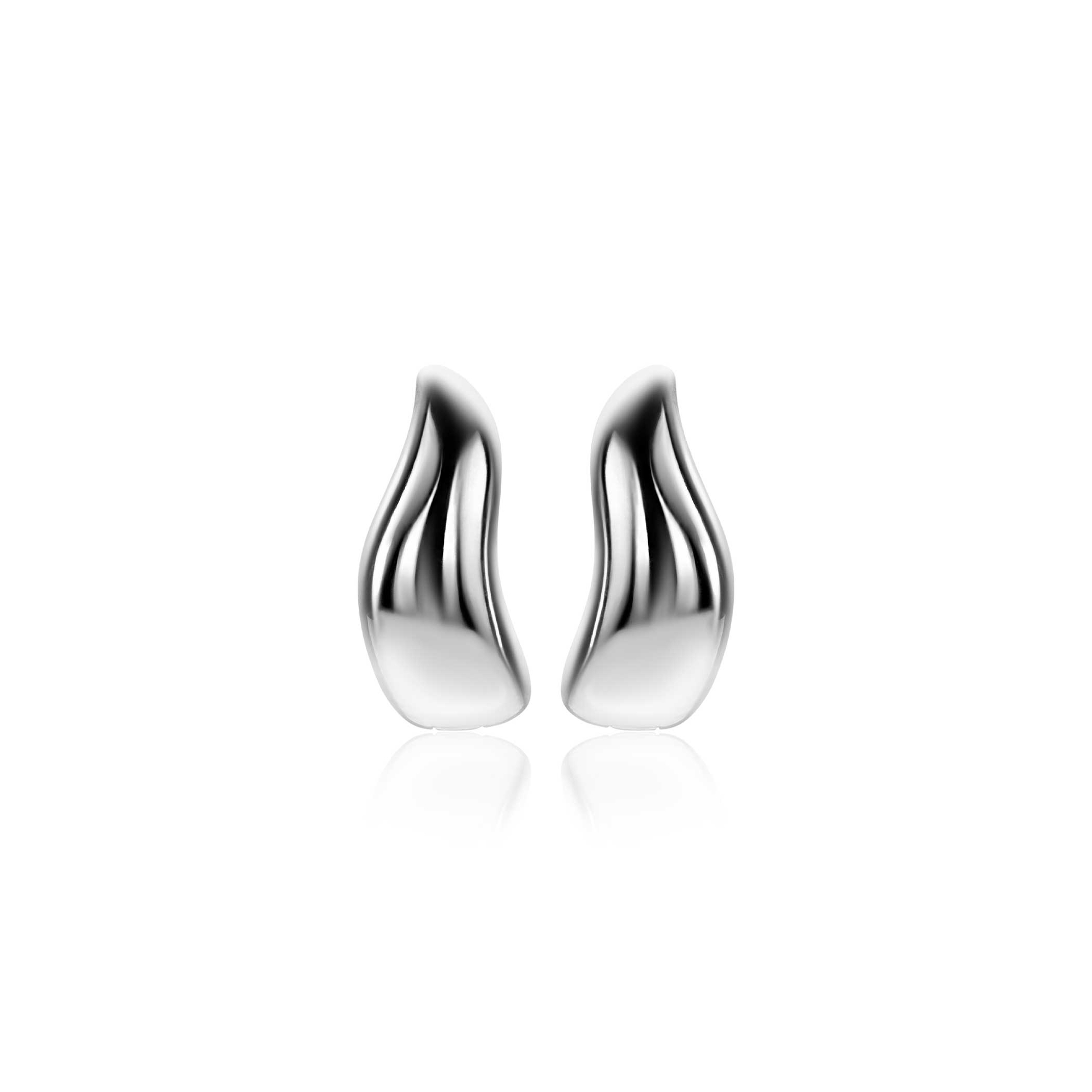 15mm ZINZI silver hoops organically shaped 6.5mm wide with luxury hinge closure ZIO2609