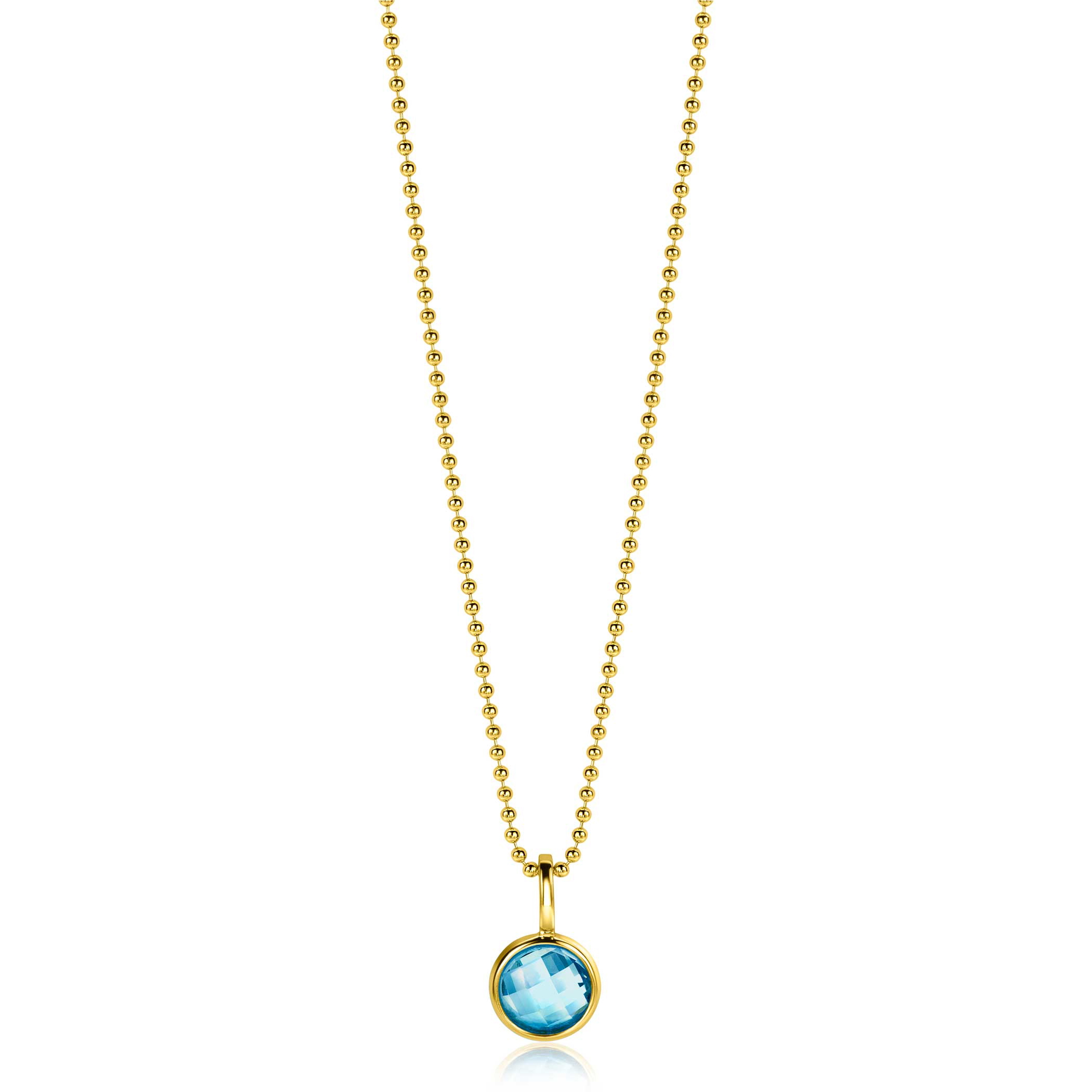 MAART hanger 8mm gold plated geboortesteen blauw aquamarijn zirconia (zonder collier)