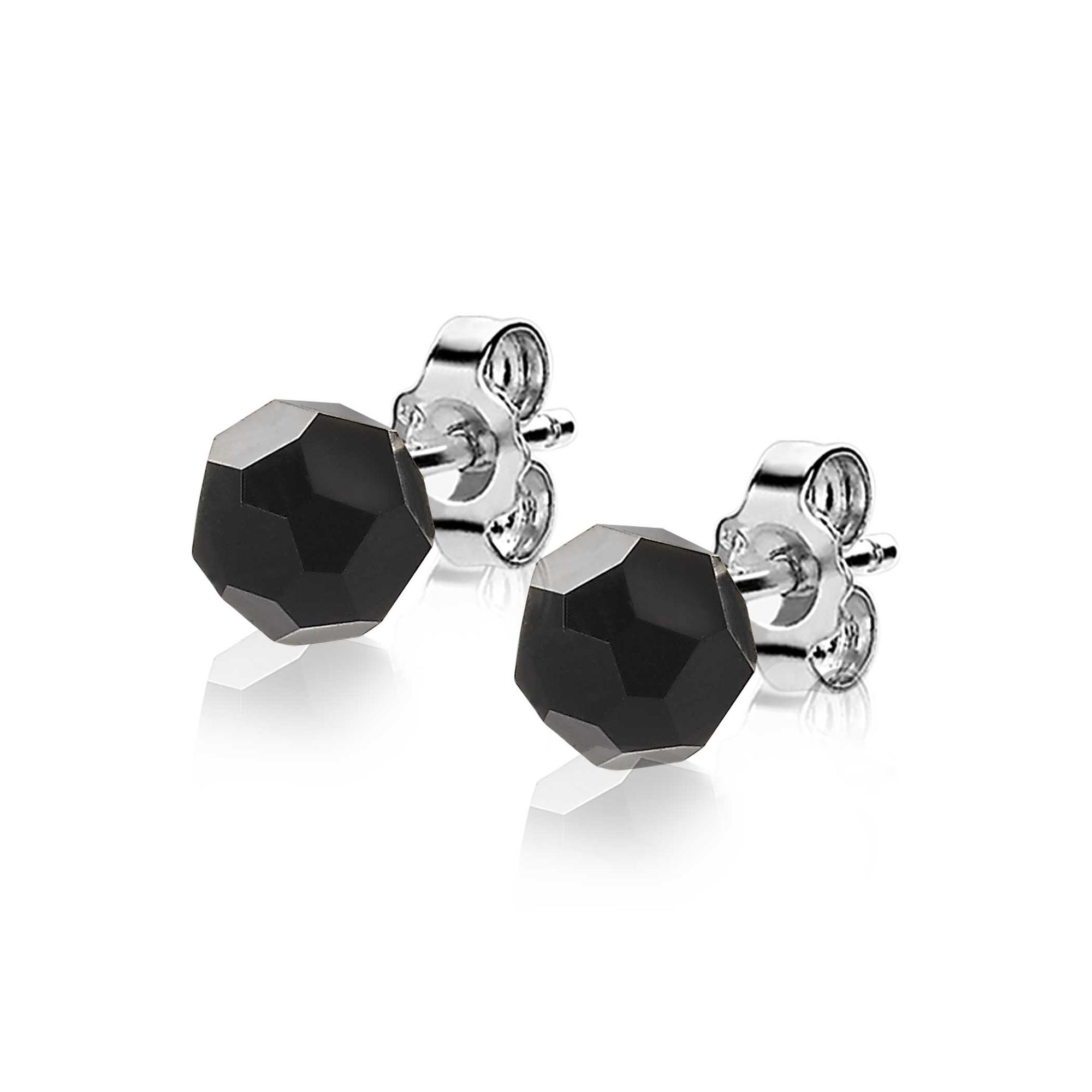 6mm ZINZI Sterling Silver Stud Earrings with Black Beads ZIO1317Z
