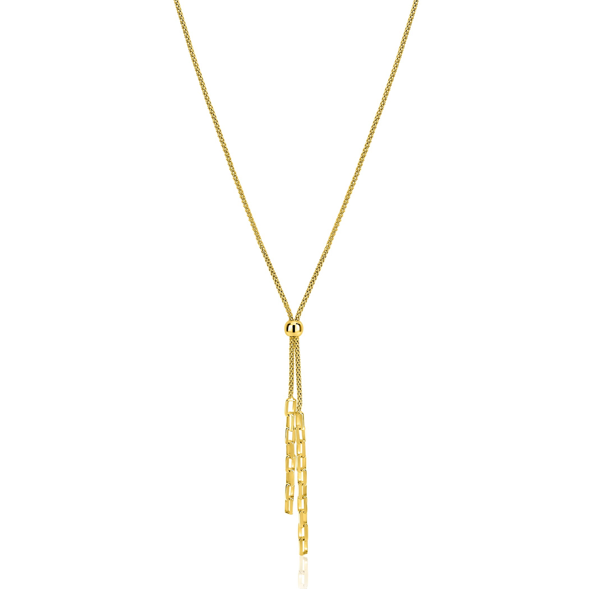 ZINZI zlv. Y-collier gg.verg.popcorn en schakels