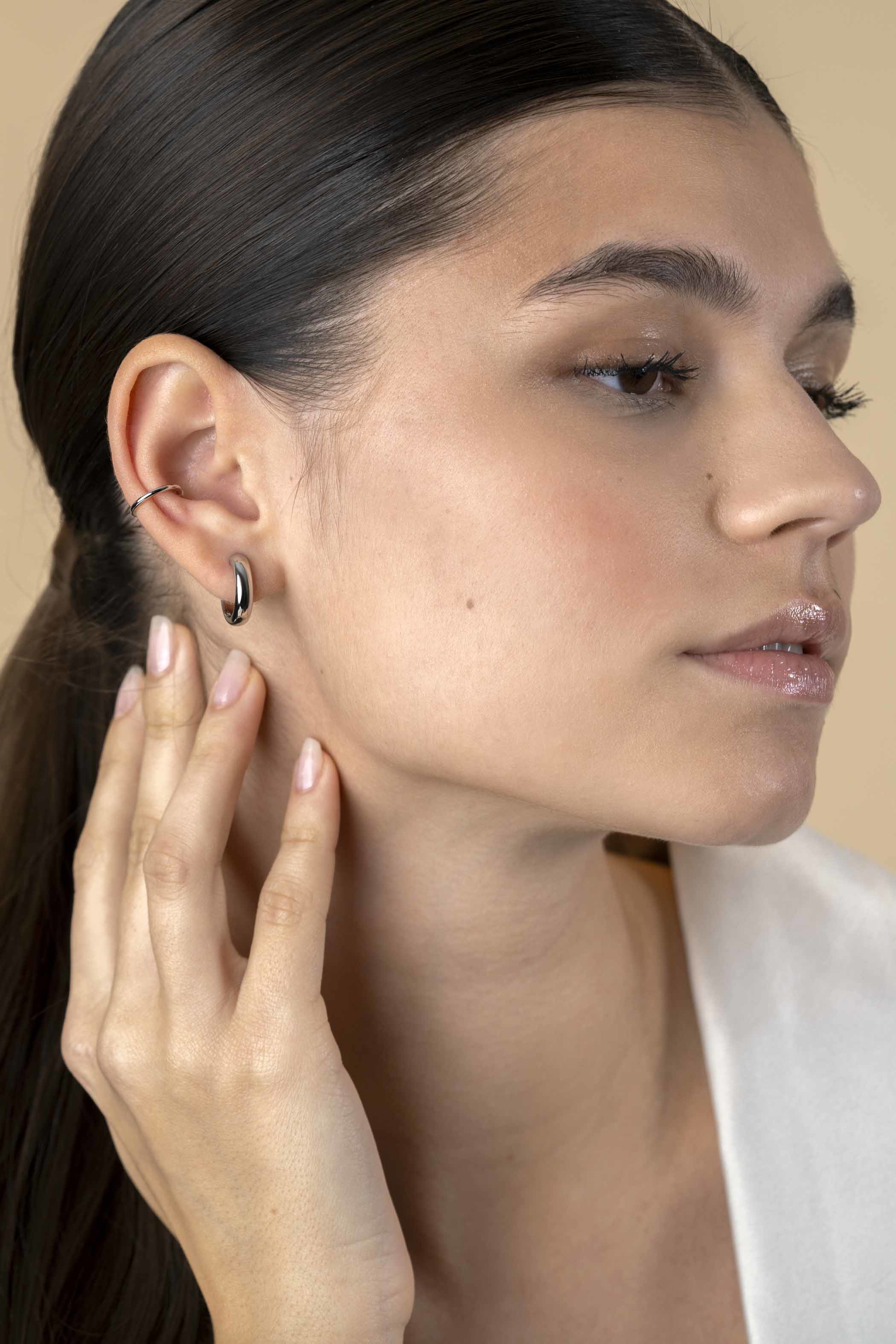 12,5mm ZINZI zilveren ear cuff gladde buis per stuk geprijsd ZIO-CUFF1
