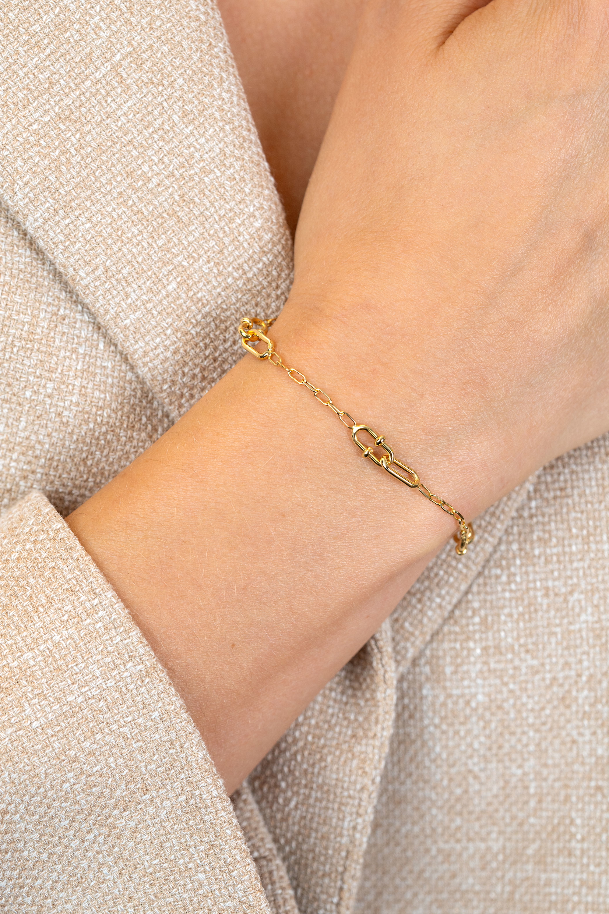 ZINZI zlv. armband met versch.paperclip schakels