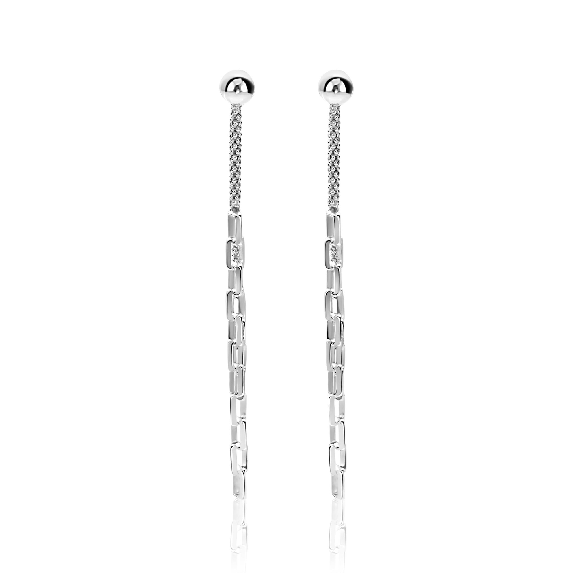 65mm ZINZI zilveren multi-look oorstekers met bungelende paperclip schakels ZIO2709
