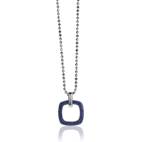 Zinzi zilveren vierkante hanger blauw ZIH1159B 