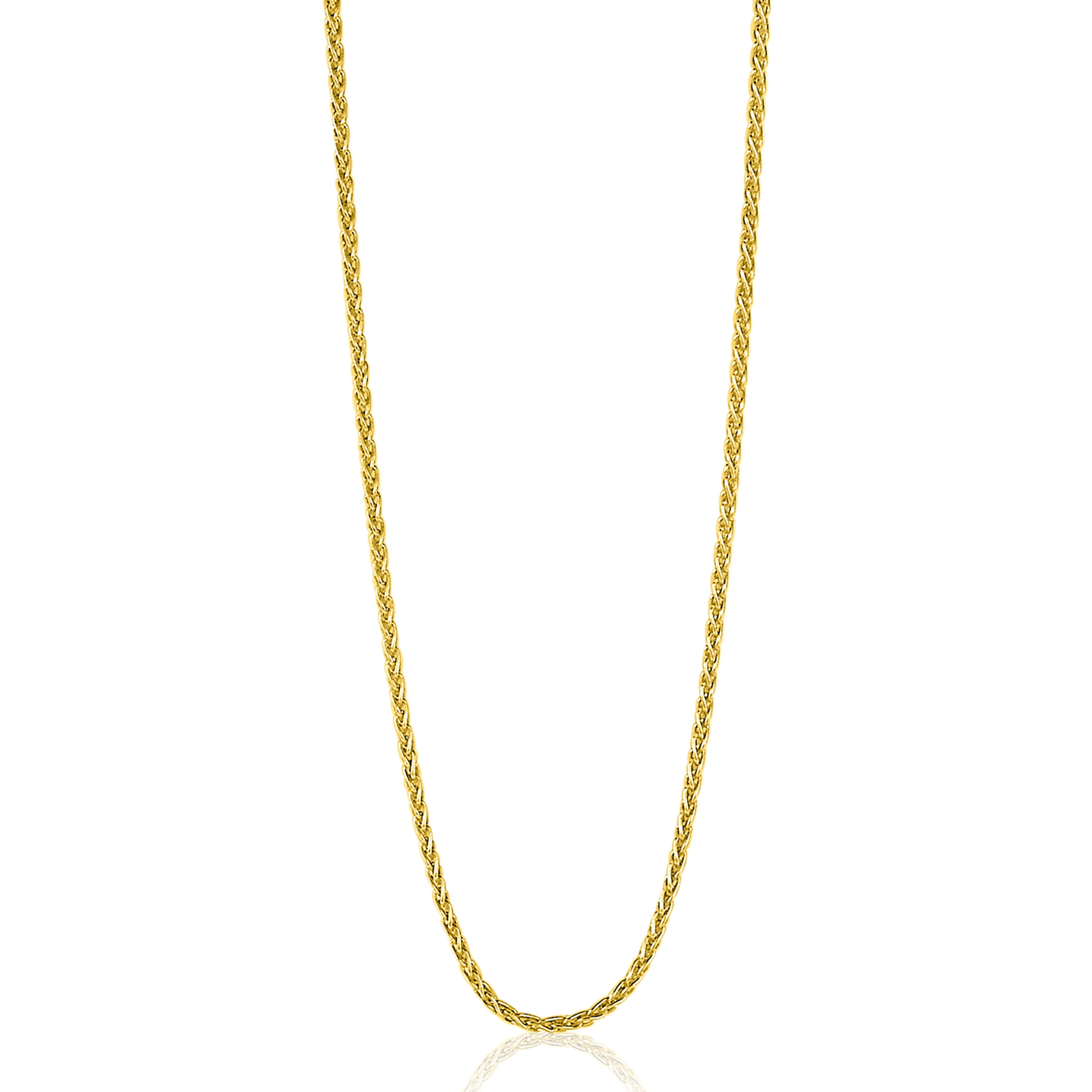 42cm ZINZI Gold Plated Sterling Silver Wheat Chain Necklace ZILC-P42G