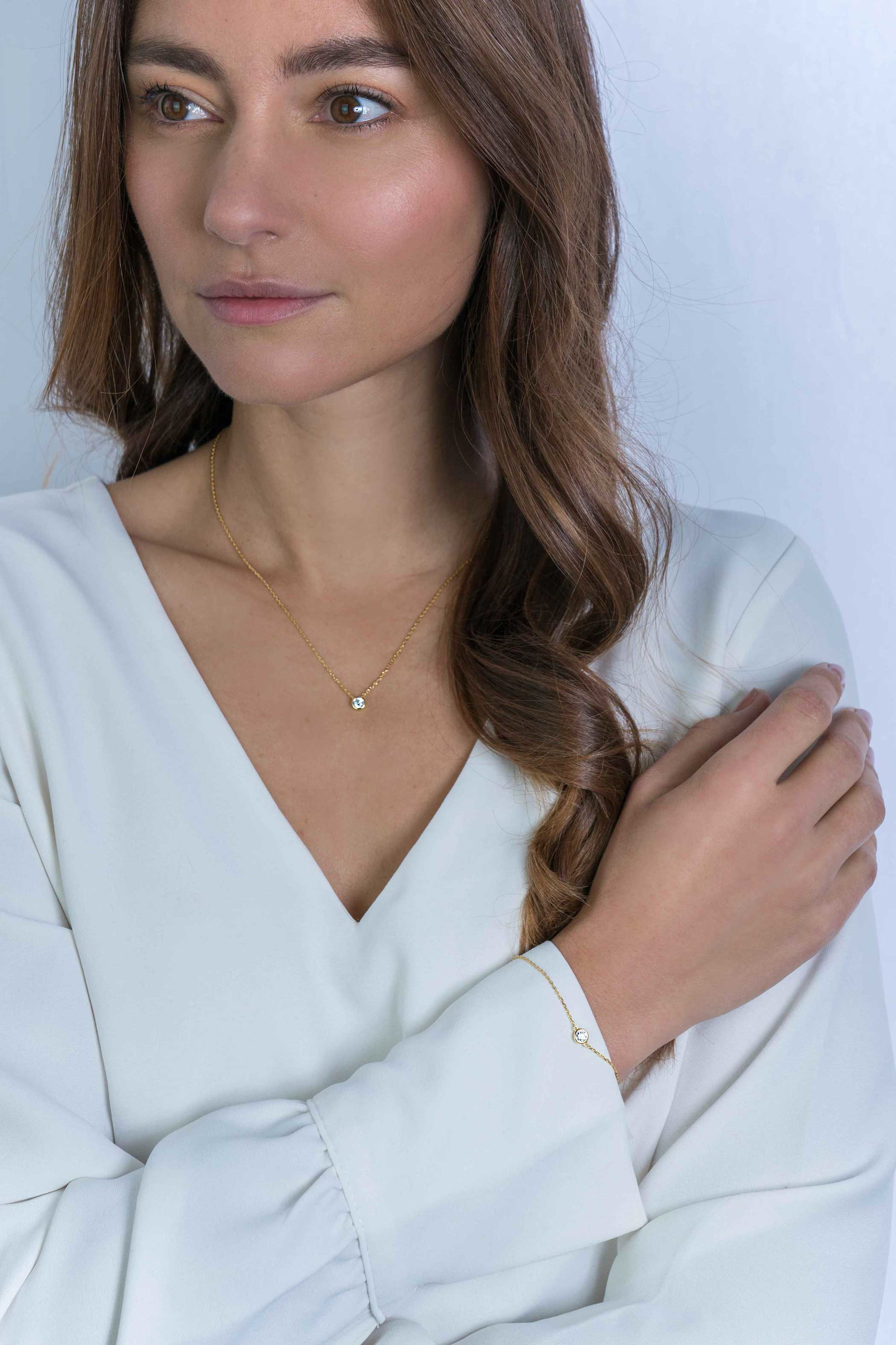 ZINZI Gold Plated Sterling Silver Bracelet Round White ZIA1393Y