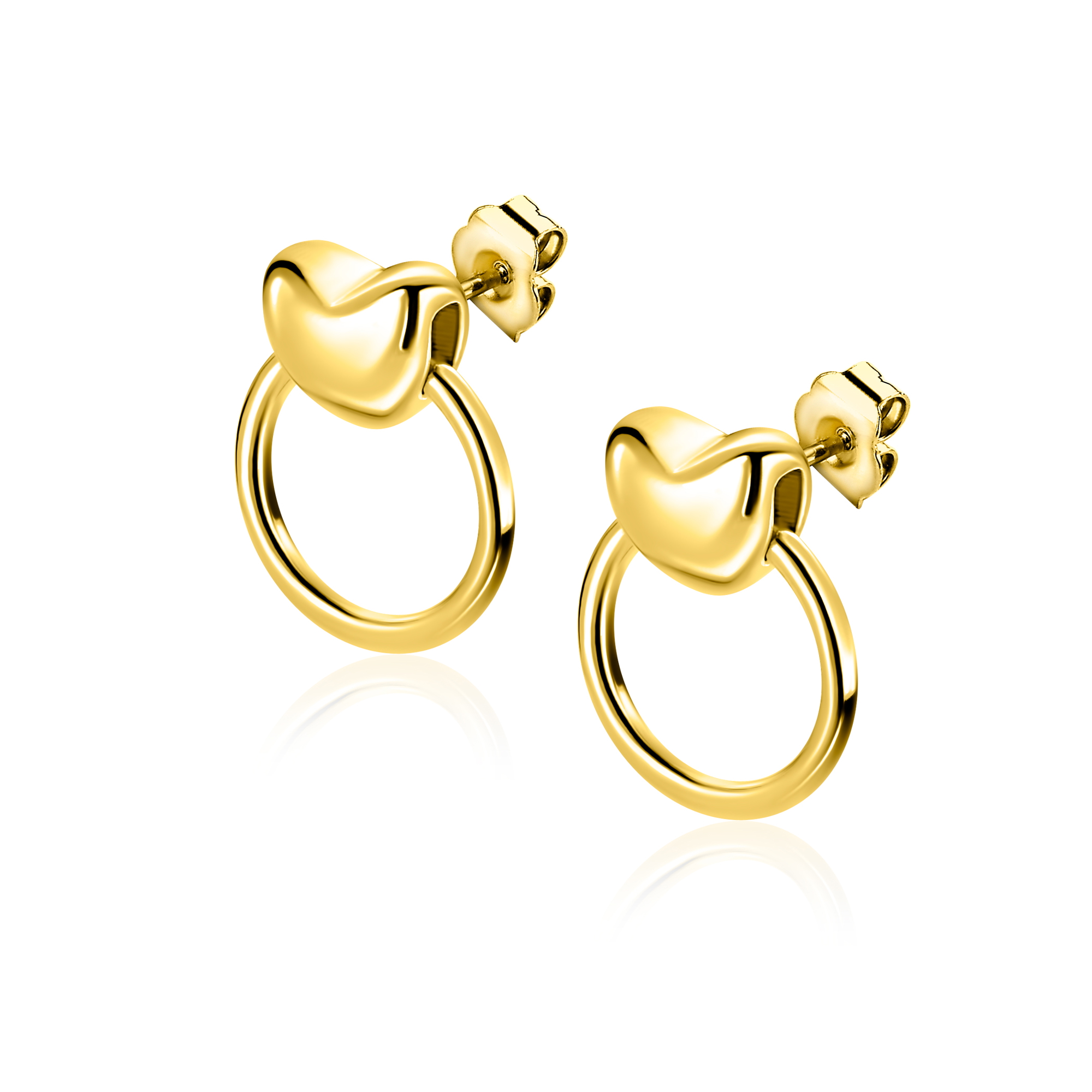 ZINZI zlv. oorstekers gg.verg. hart met open ring