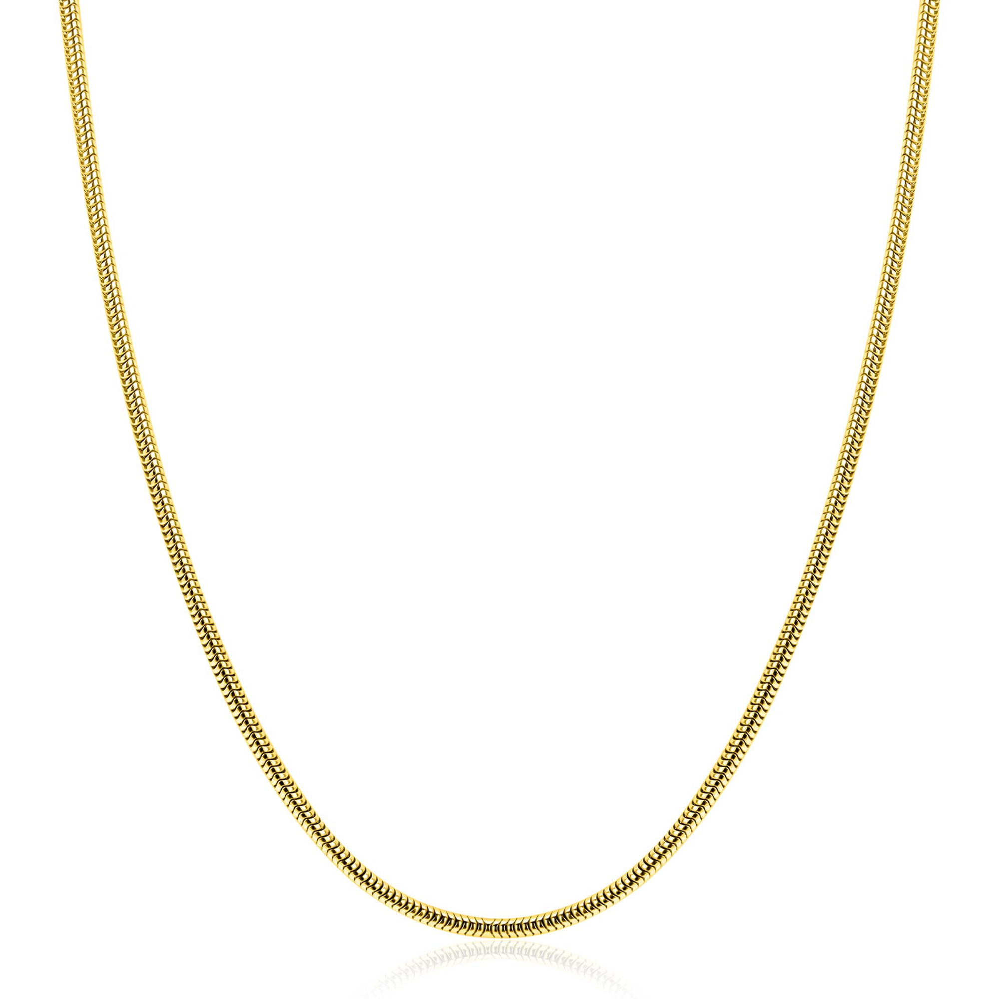 ZINZI gold plated zilveren ronde slangen ketting (2mm breed) 42-45cm ZIC2849G